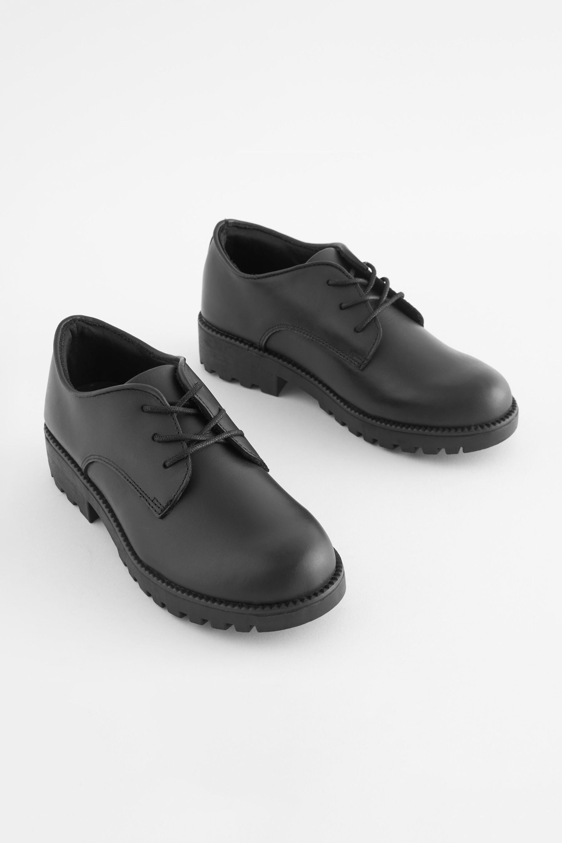 Black Standard Fit (F) School Leather Lace-Up Shoes