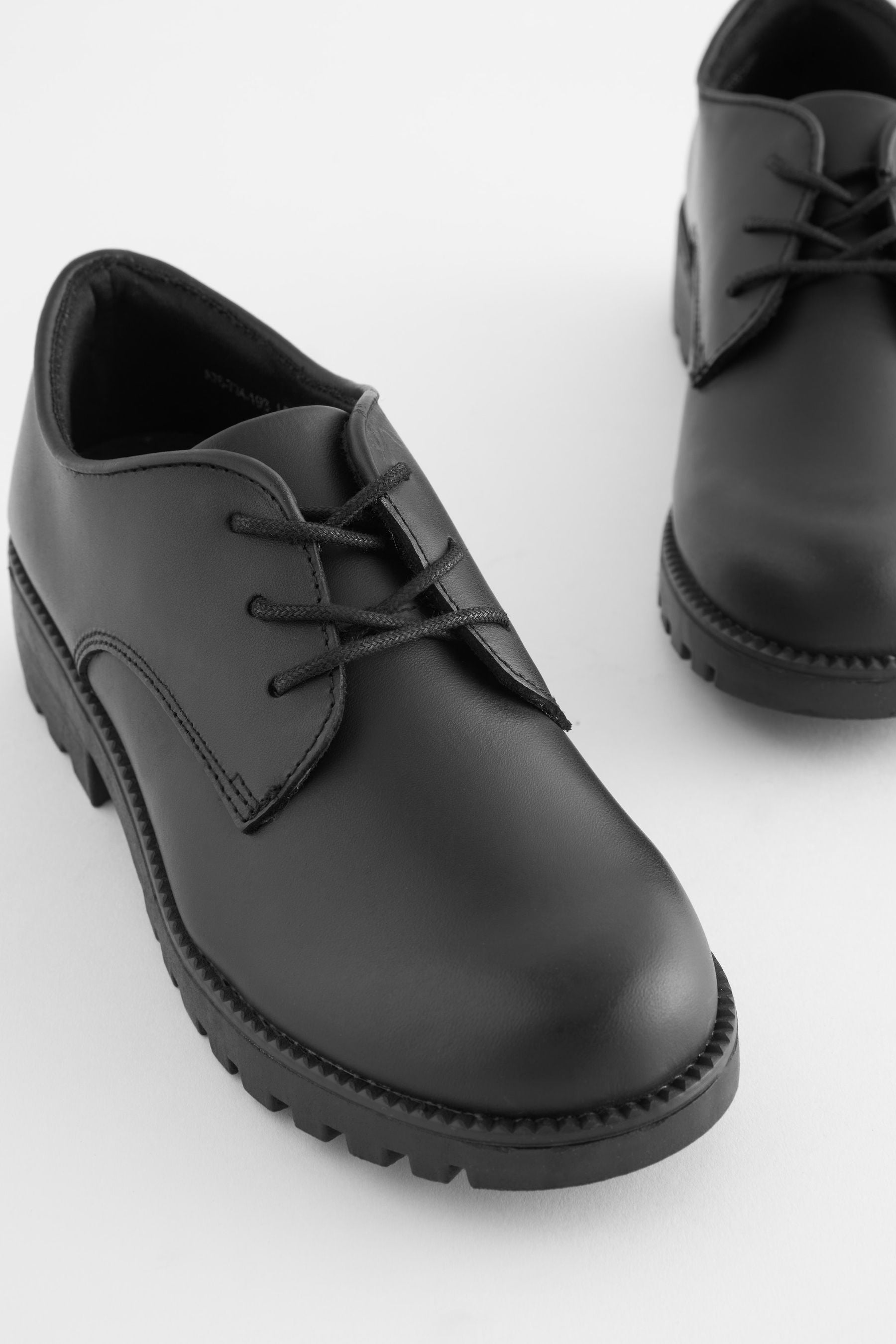 Black Standard Fit (F) School Leather Lace-Up Shoes