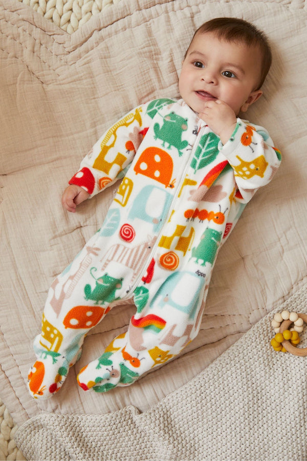 Rainbow Character Lightweight Fleece Baby Sleepsuit