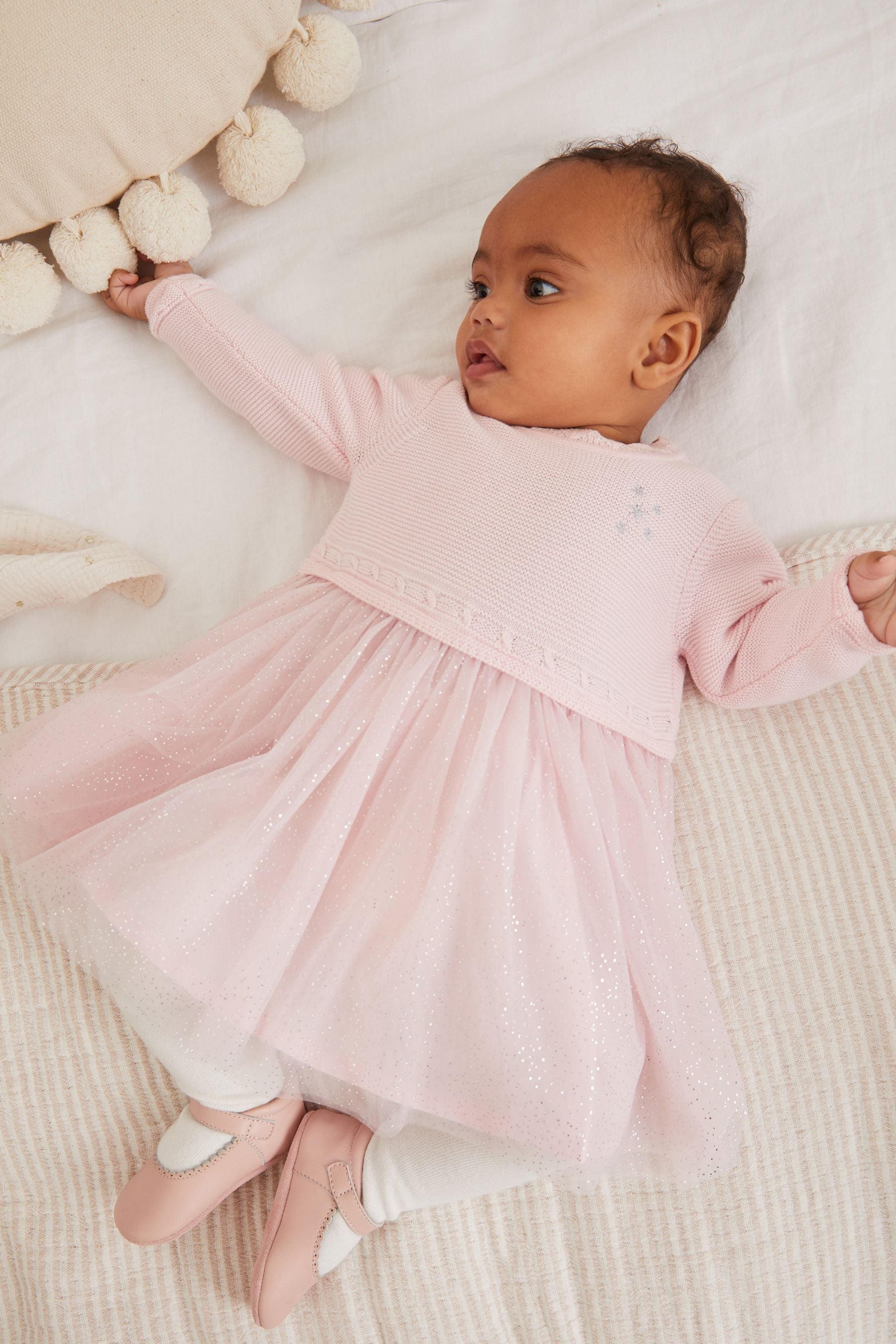 Pink Baby Knitted Mesh Tutu Dress (0mths-2yrs)