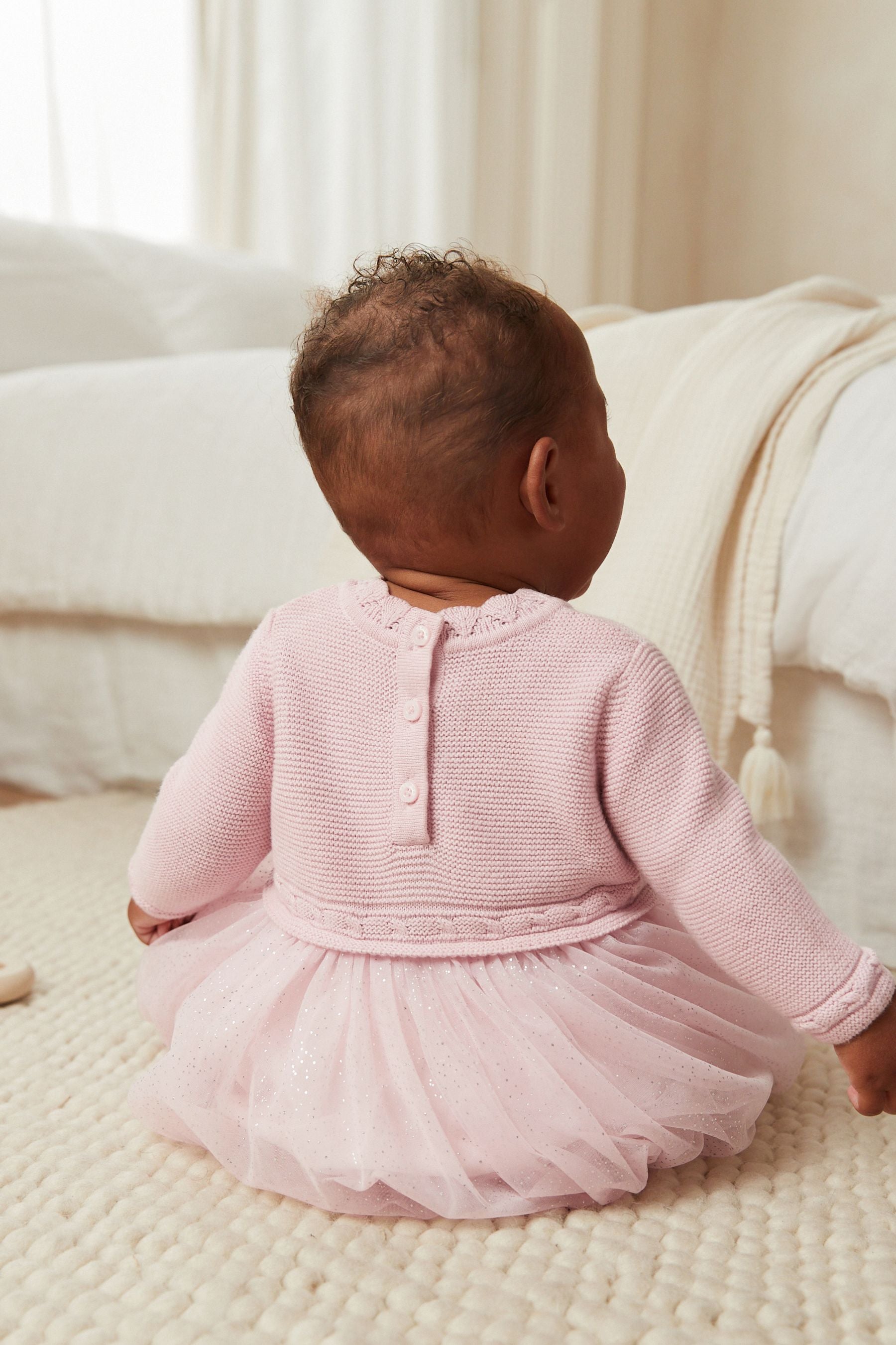 Pink Baby Knitted Mesh Tutu Dress (0mths-2yrs)