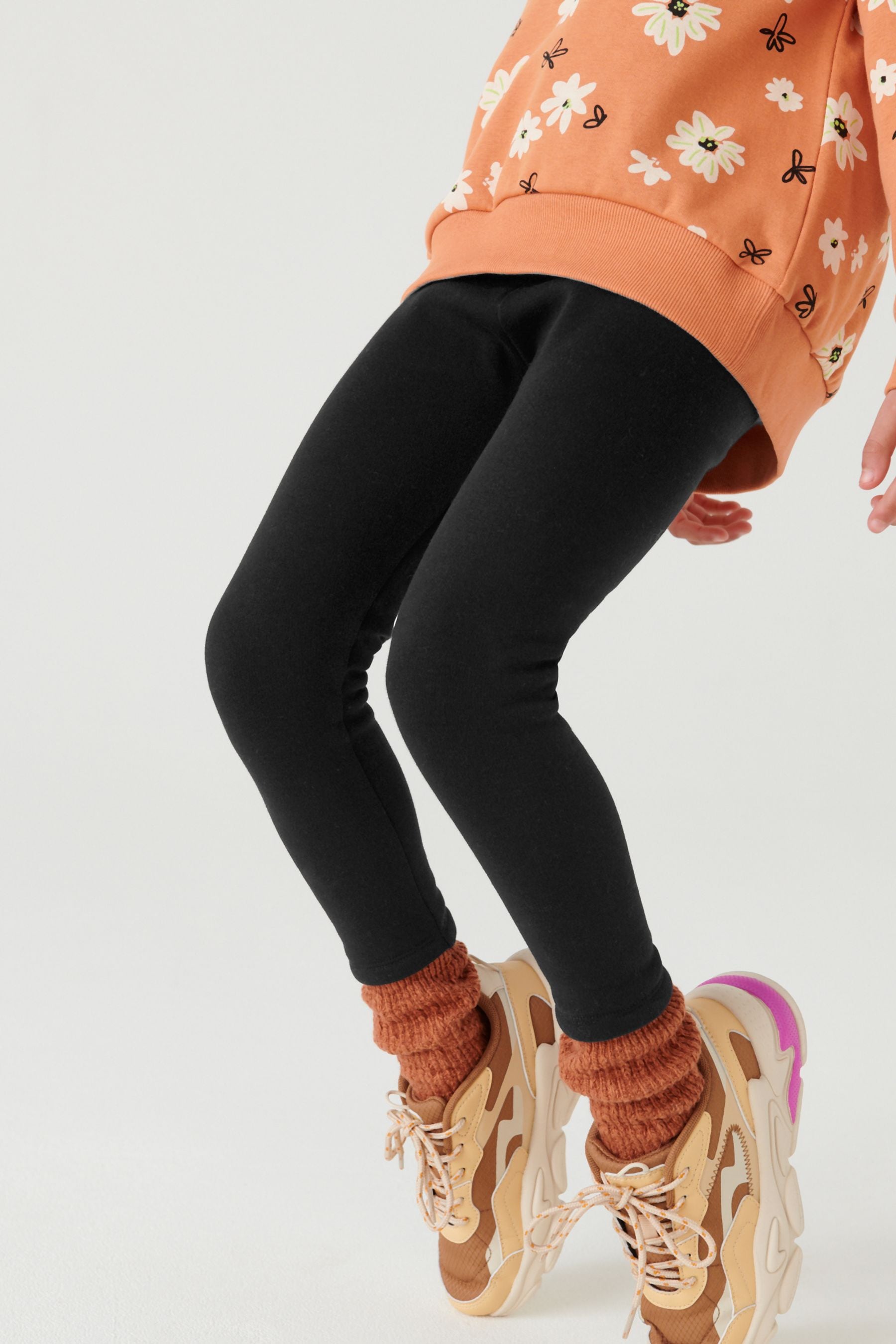 Black Regular Length Cosy Fleece Lined Leggings (3-16yrs)