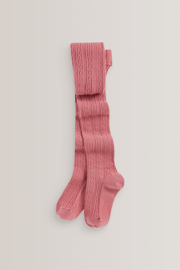 Pink Cotton Rich Cable Tights