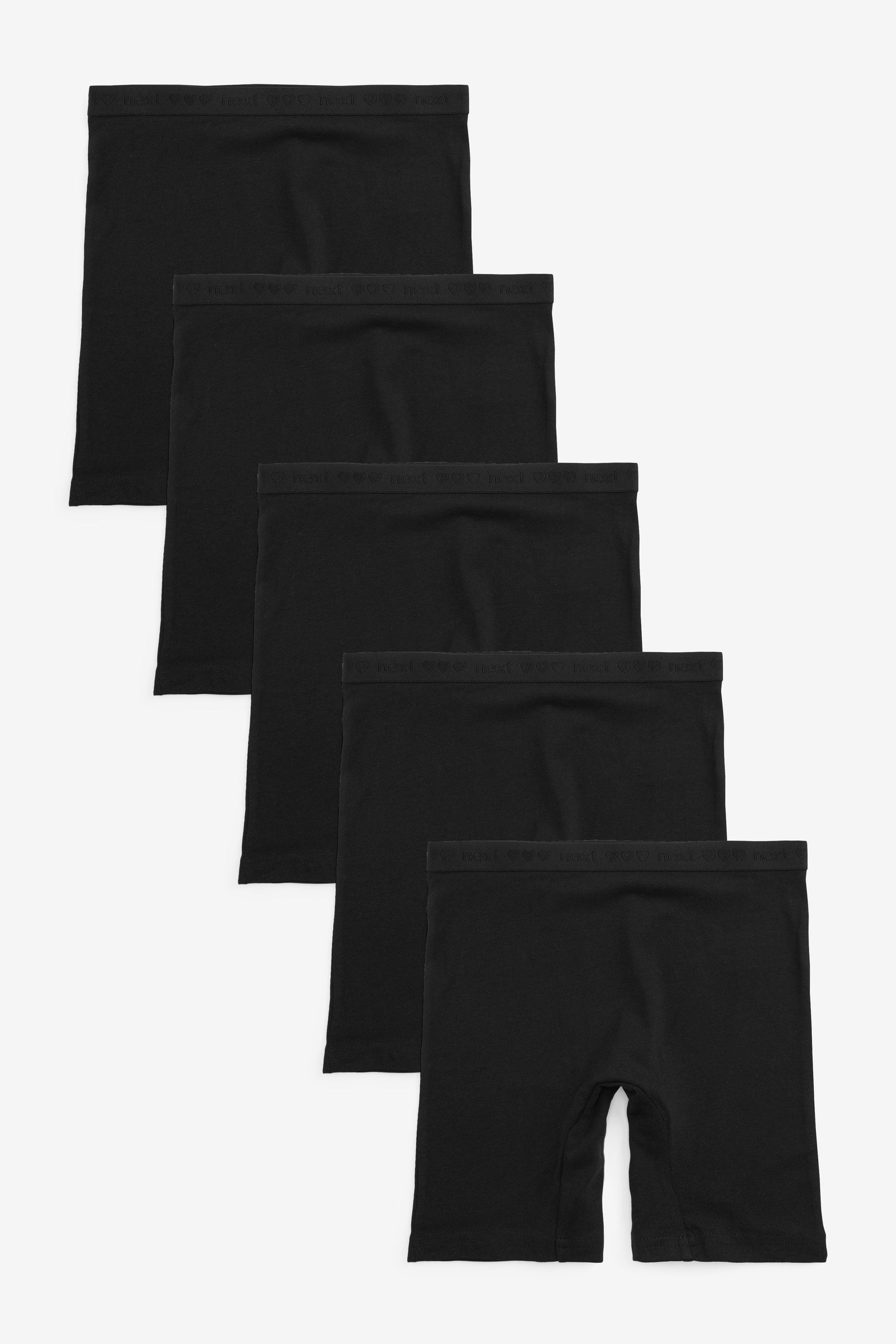 Black Long Leg Short Briefs 5 Pack (2-16yrs)