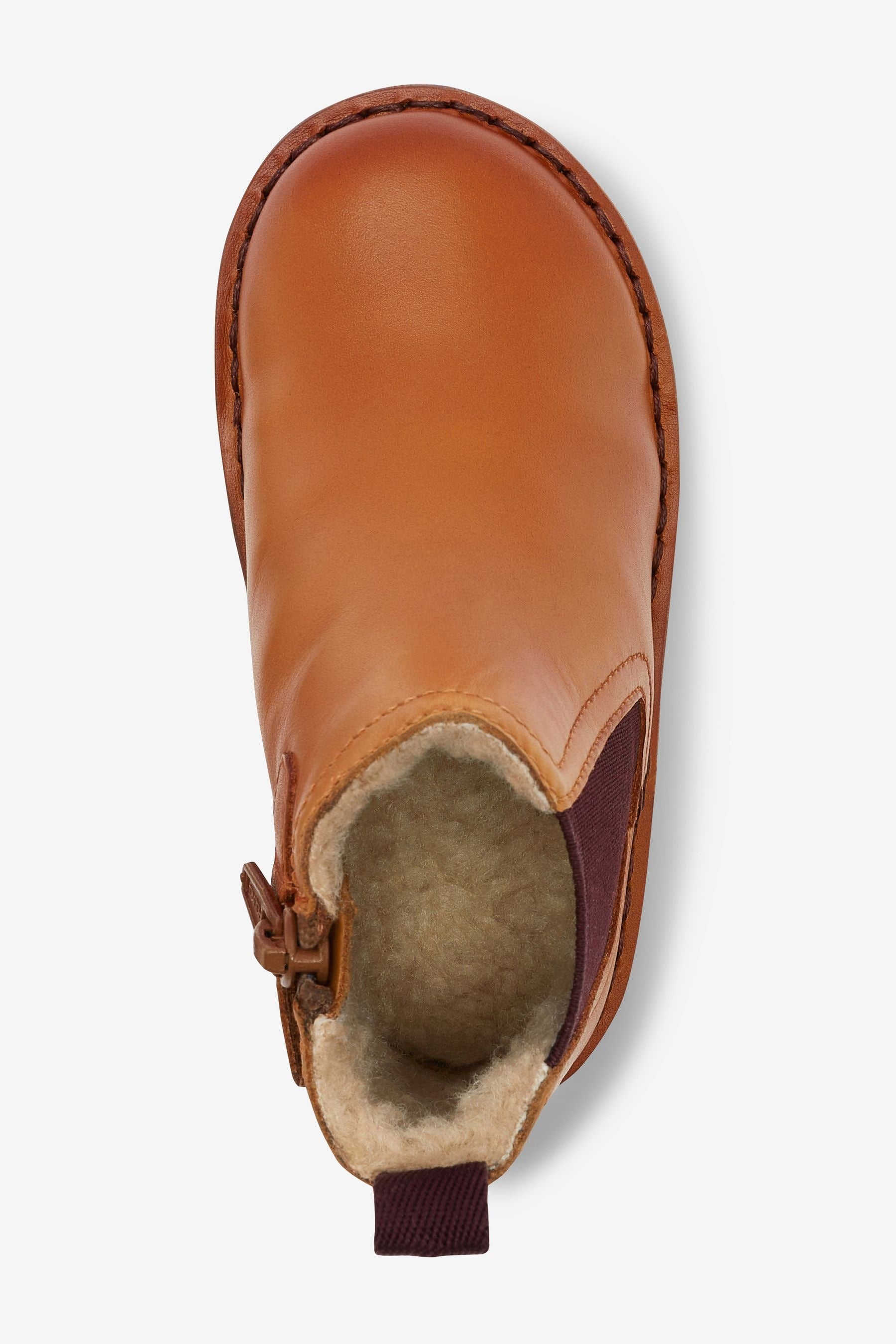 Tan Brown Warm Lined Leather Chelsea Boots