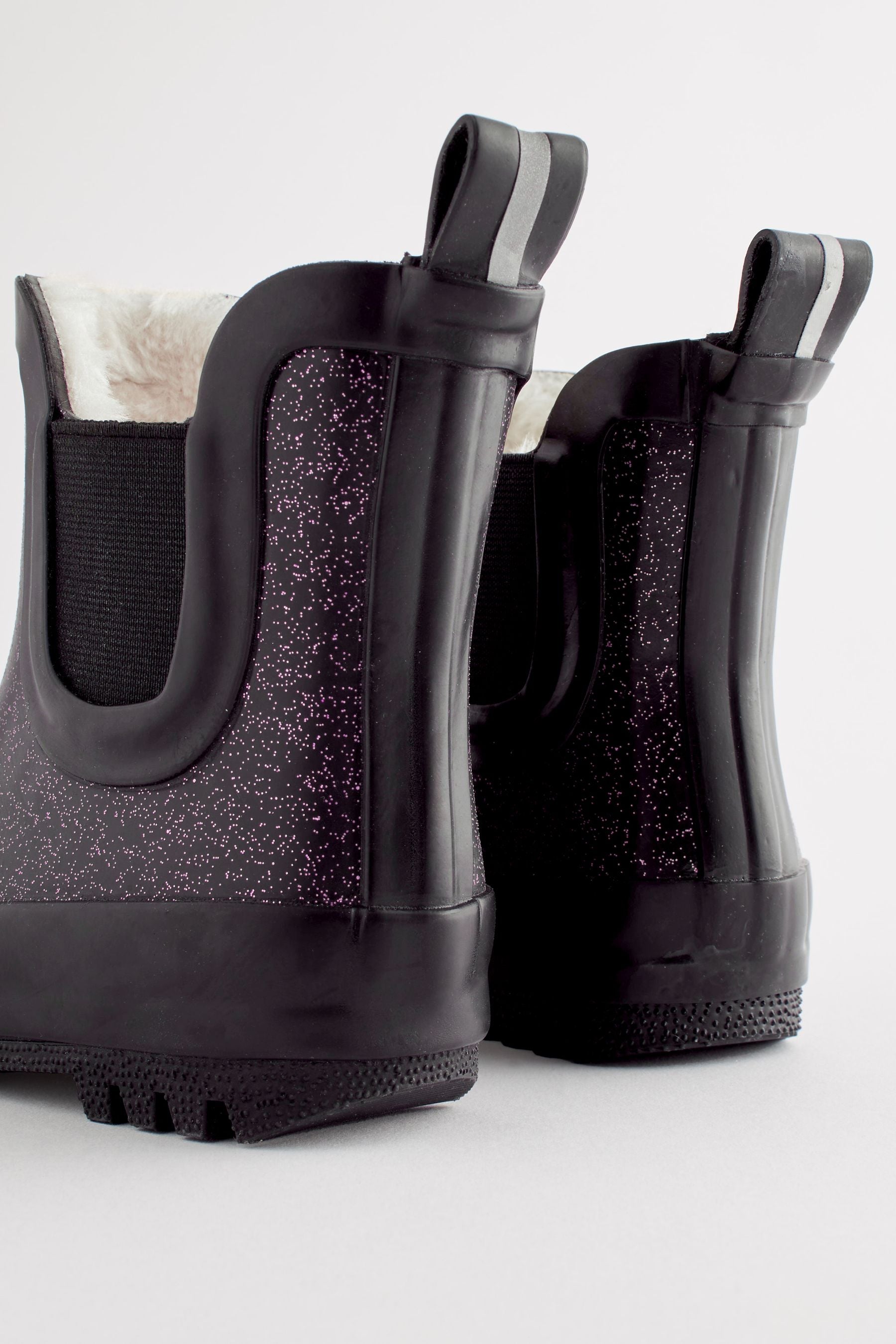 Black Glitter Chelsea Wellies