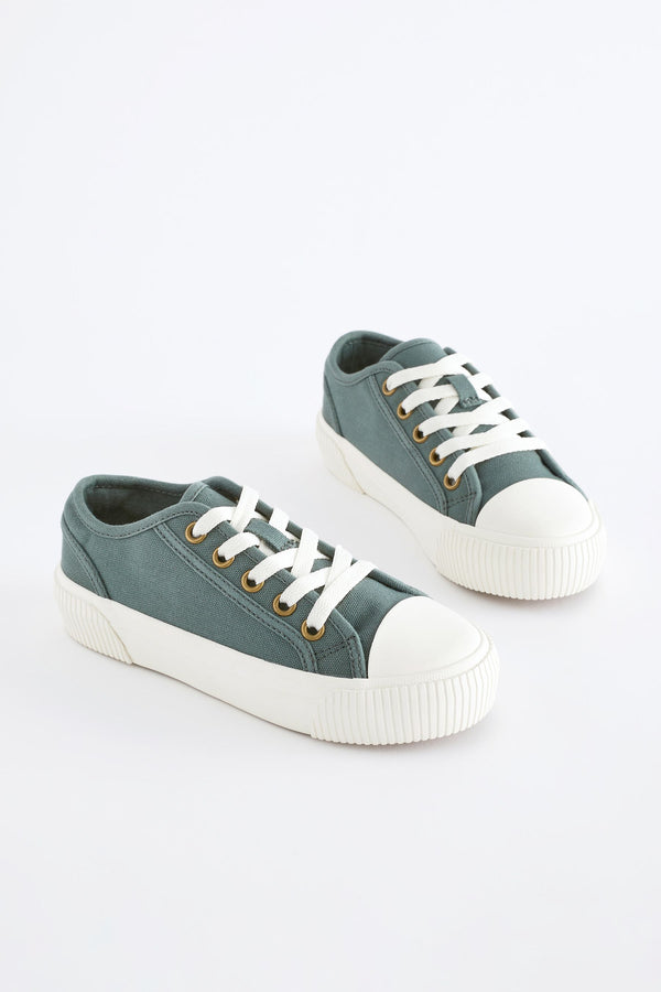 Green Lace-Up Low Trainers