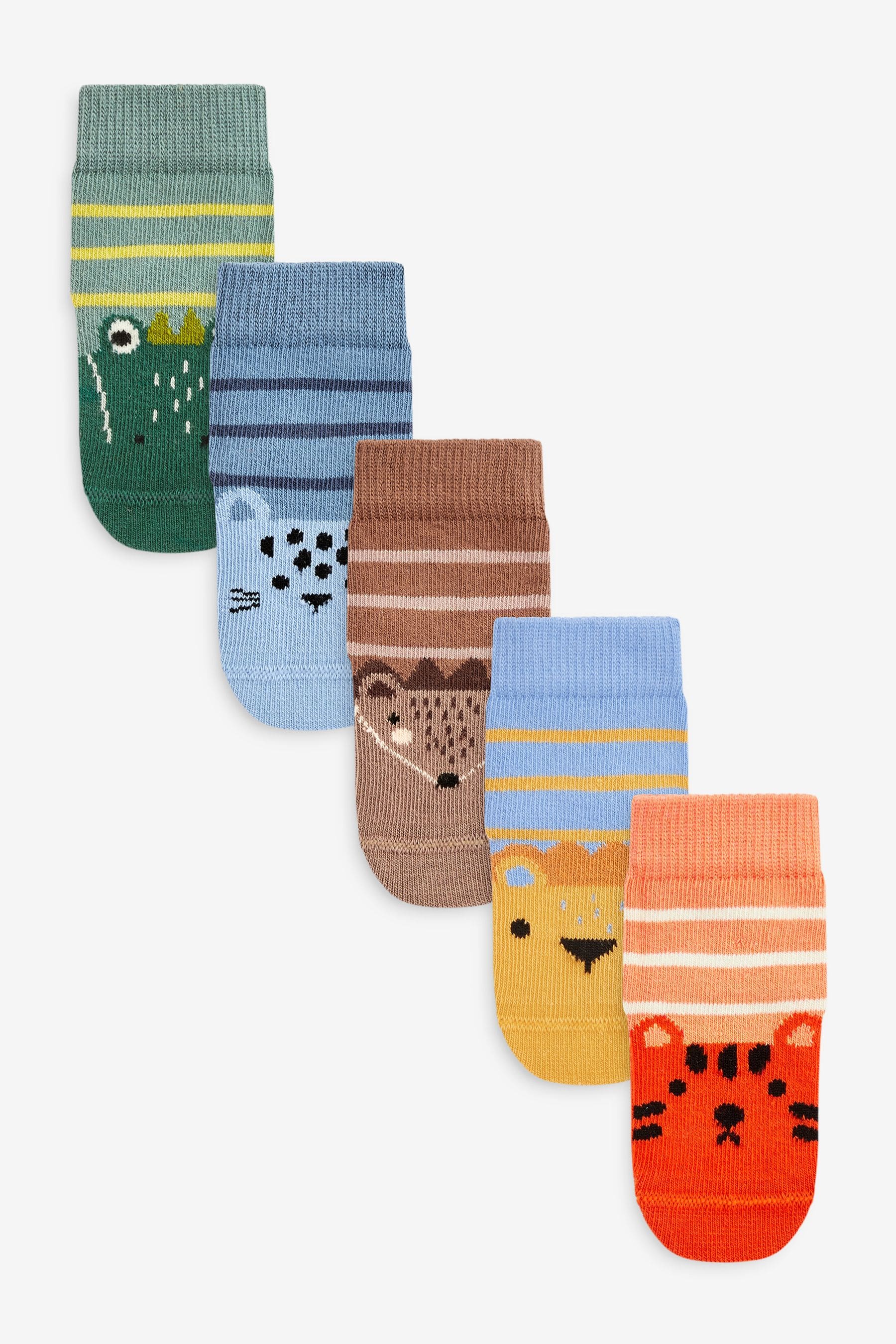 Multi Animal Baby Socks 5 Pack (0mths-2yrs)