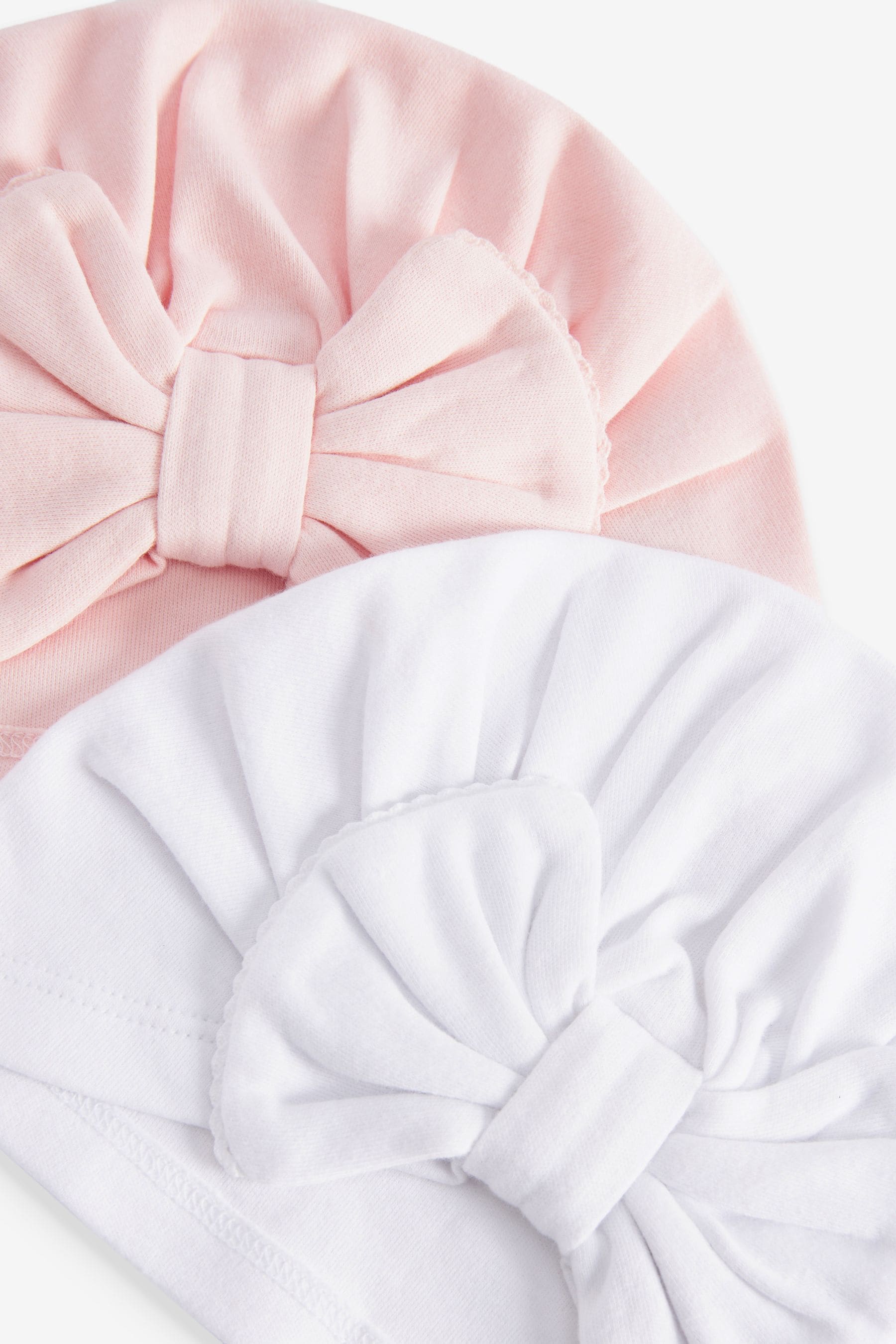 Pink/White Big Bow Baby Bow Turban 100% Cotton Hats 2 Pack (0mths-2yrs)