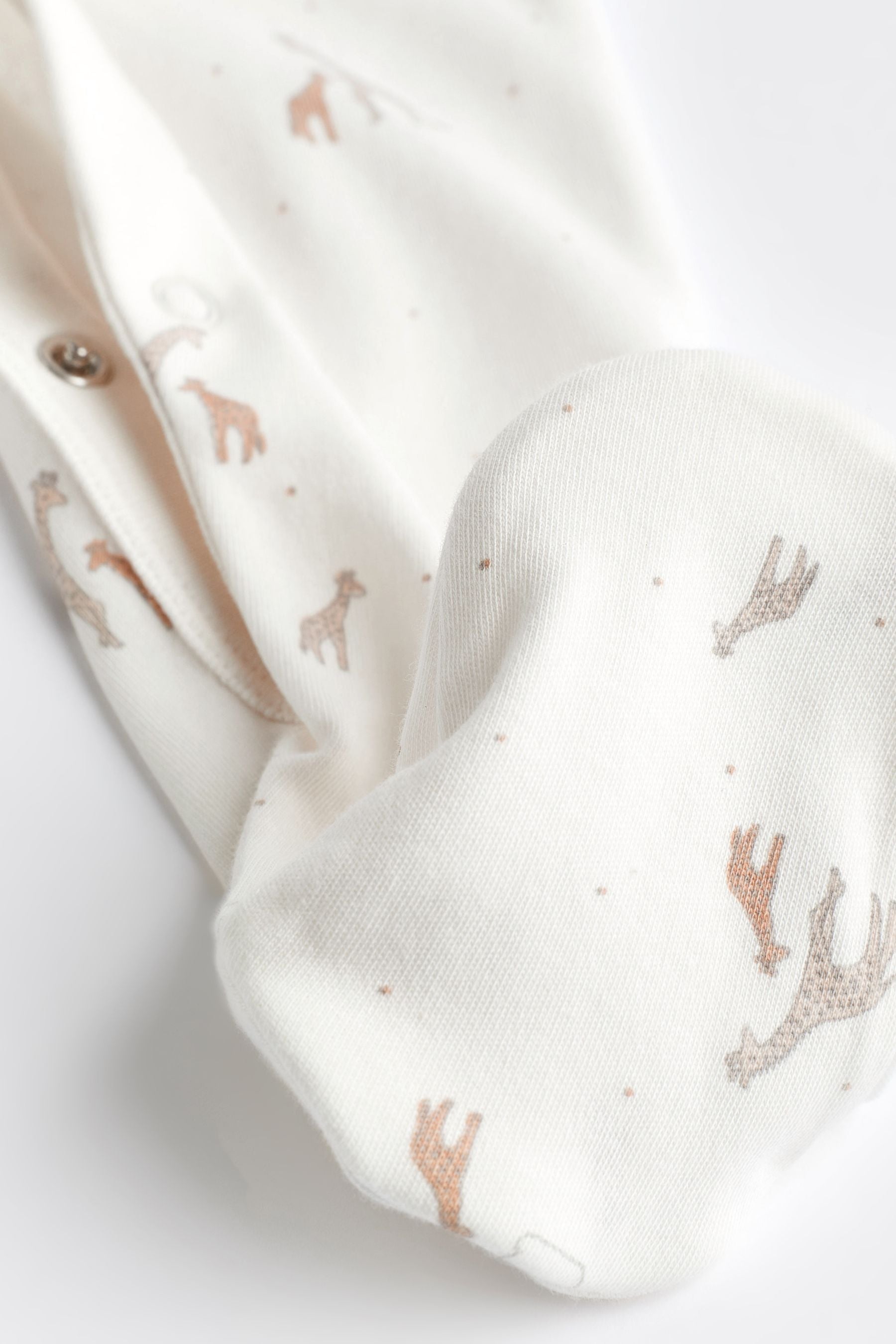 Delicate White Animal 4 Pack Baby Printed Long Sleeve Sleepsuits (0-2yrs)