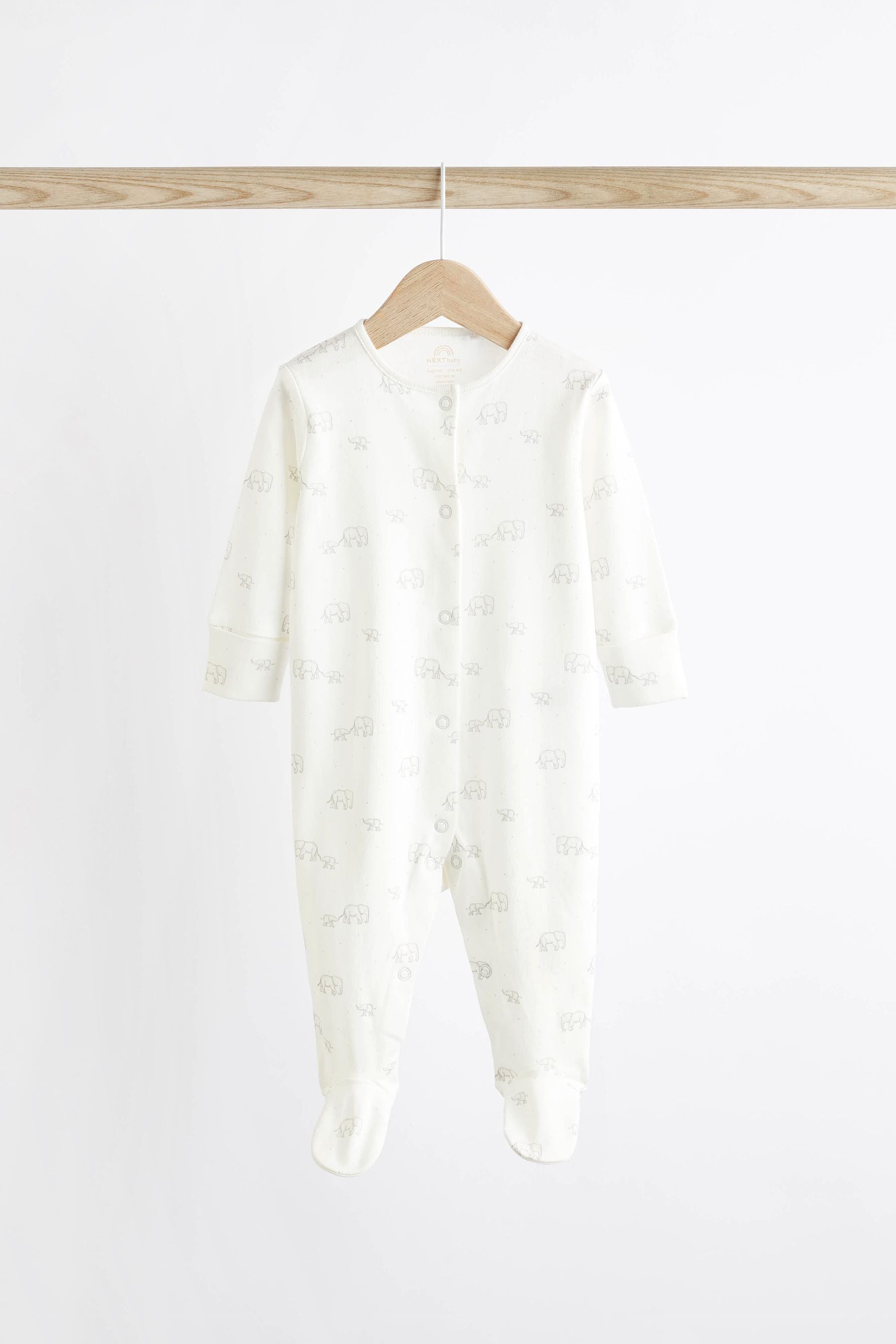 Delicate White Animal 4 Pack Baby Printed Long Sleeve Sleepsuits (0-2yrs)