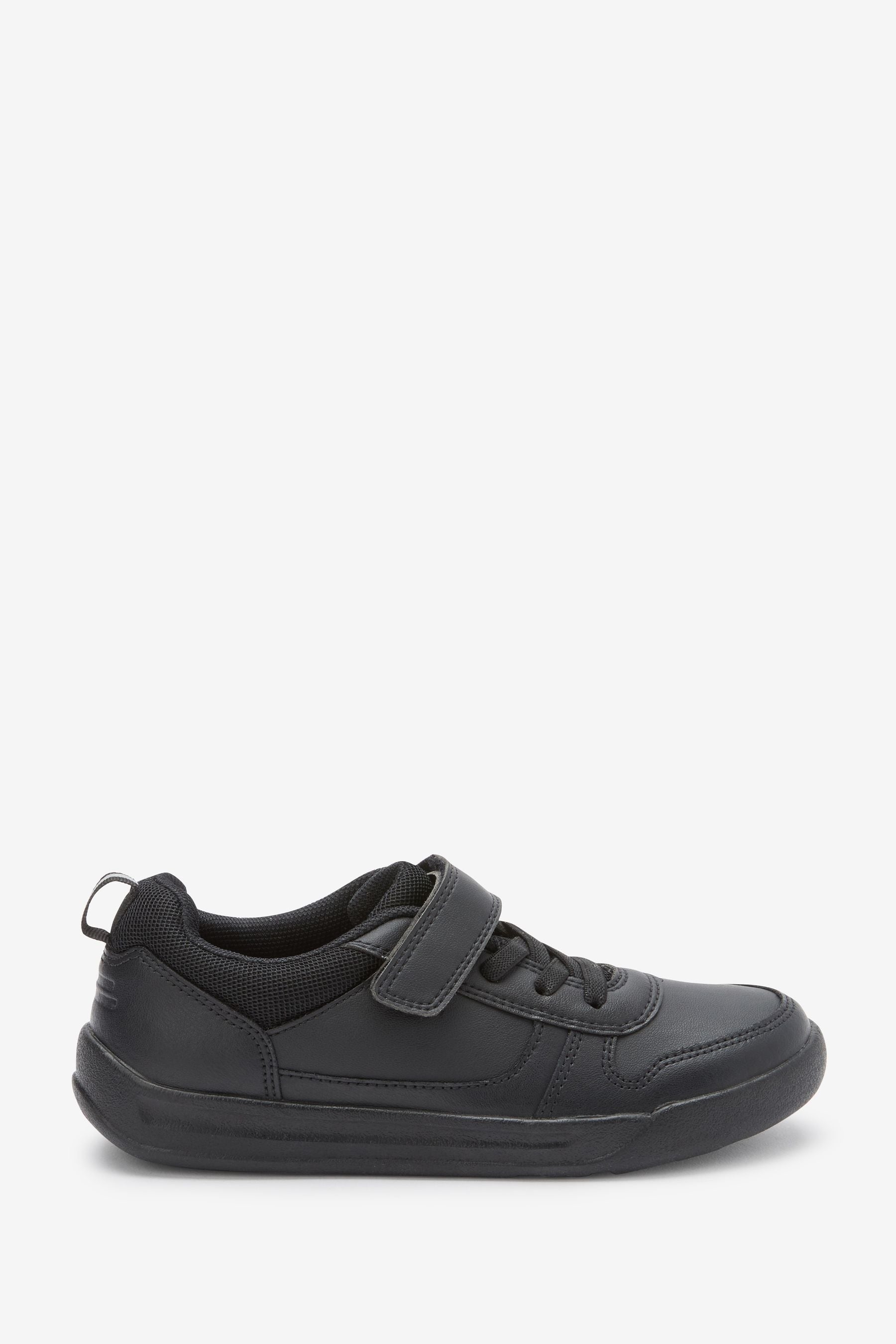 Black Extra Wide Fit (H) Elastic Lace School Trainers