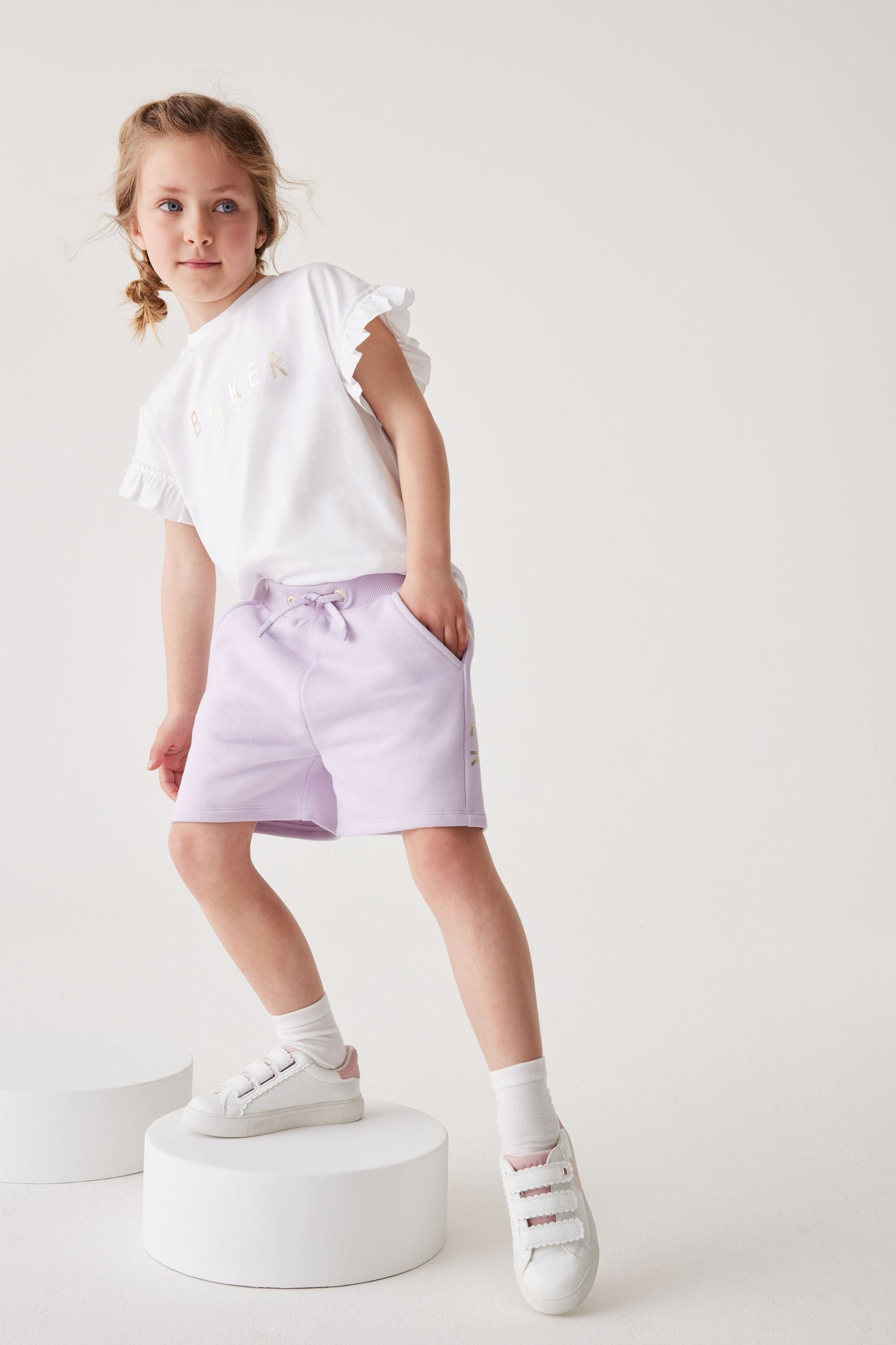 Baker by Ted Baker Lilac Purple Frilled T-Shirt and Short Set