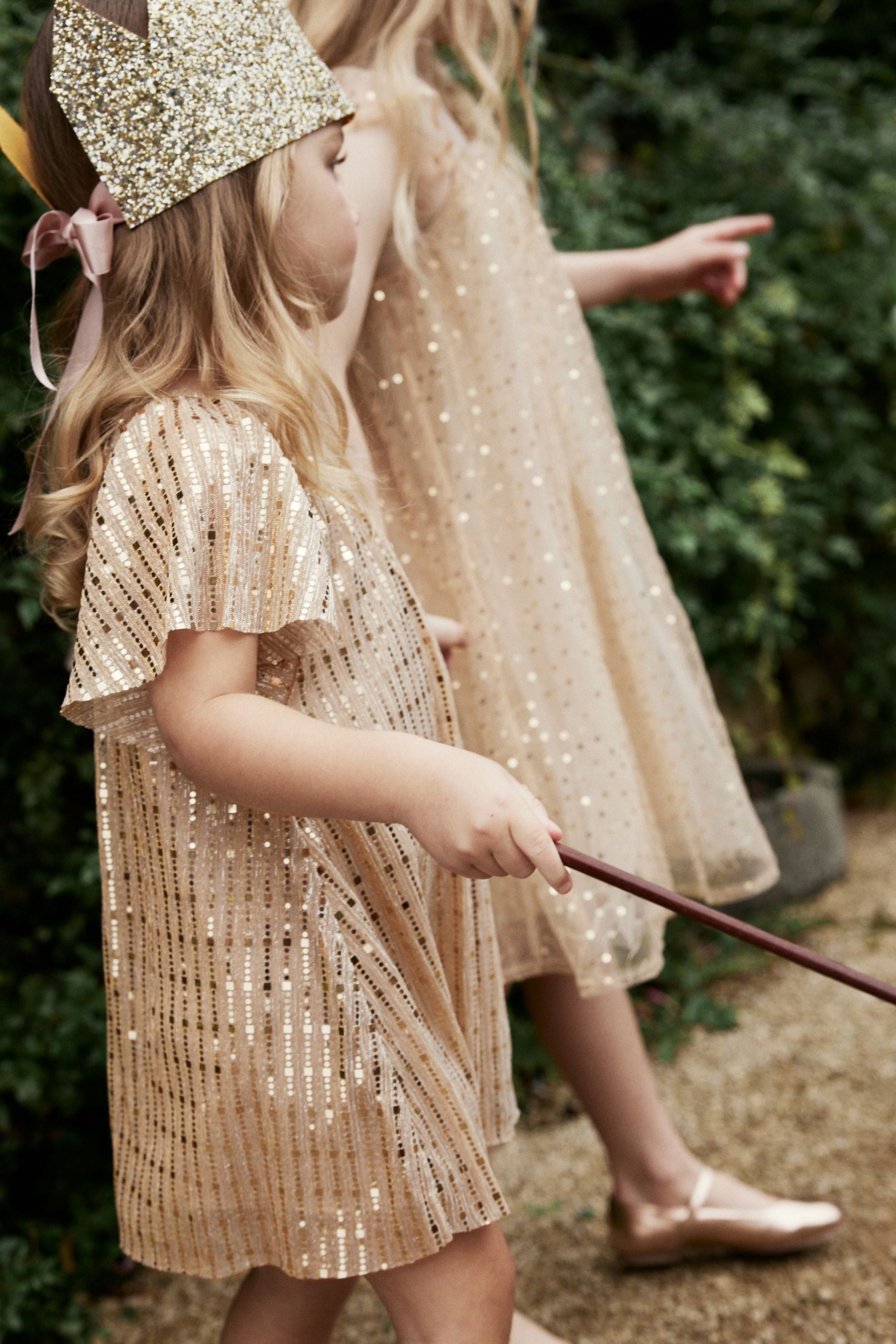 Gold Sequin Party Angel Sleeve Dress (3mths-10yrs)