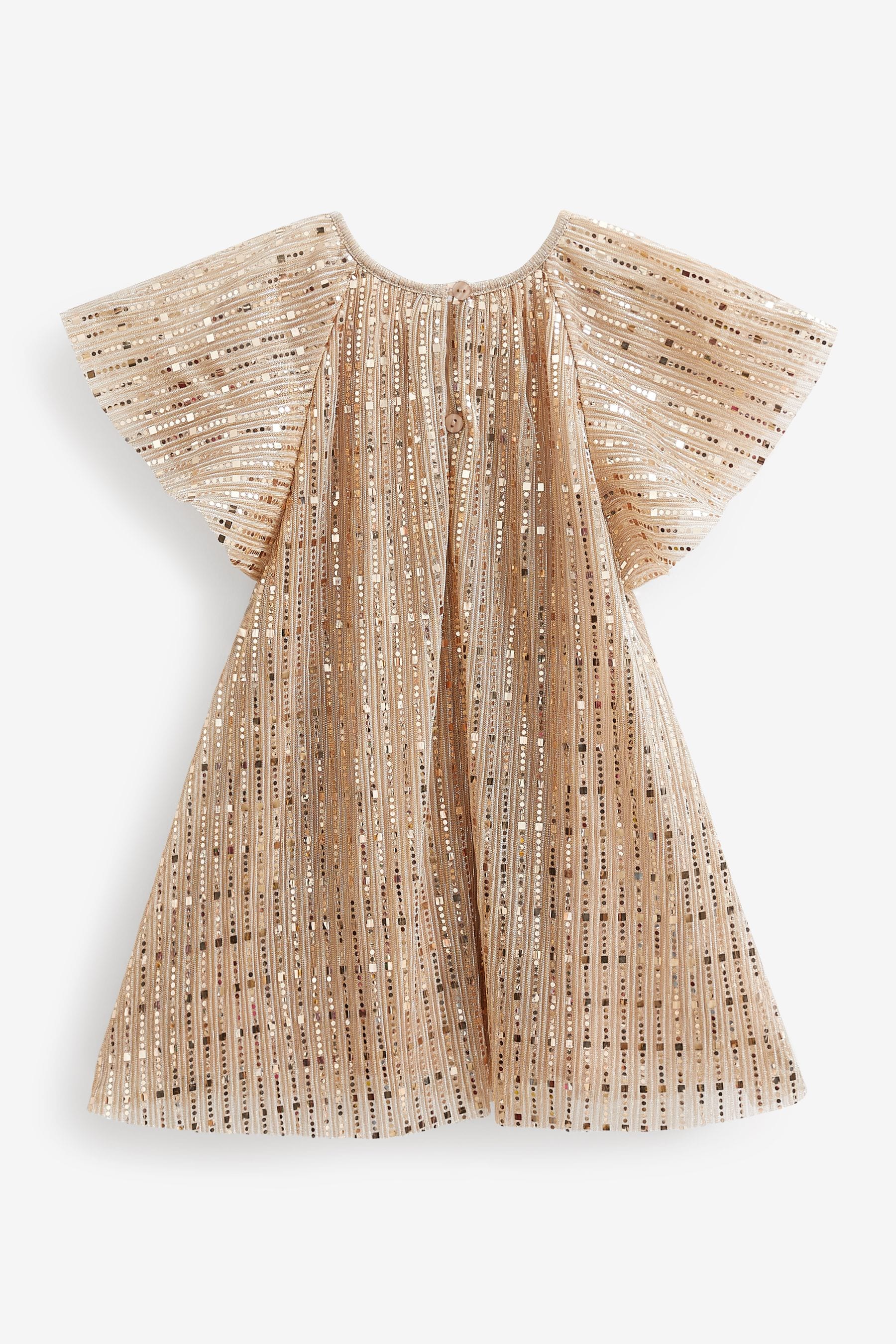 Gold Sequin Party Angel Sleeve Dress (3mths-10yrs)