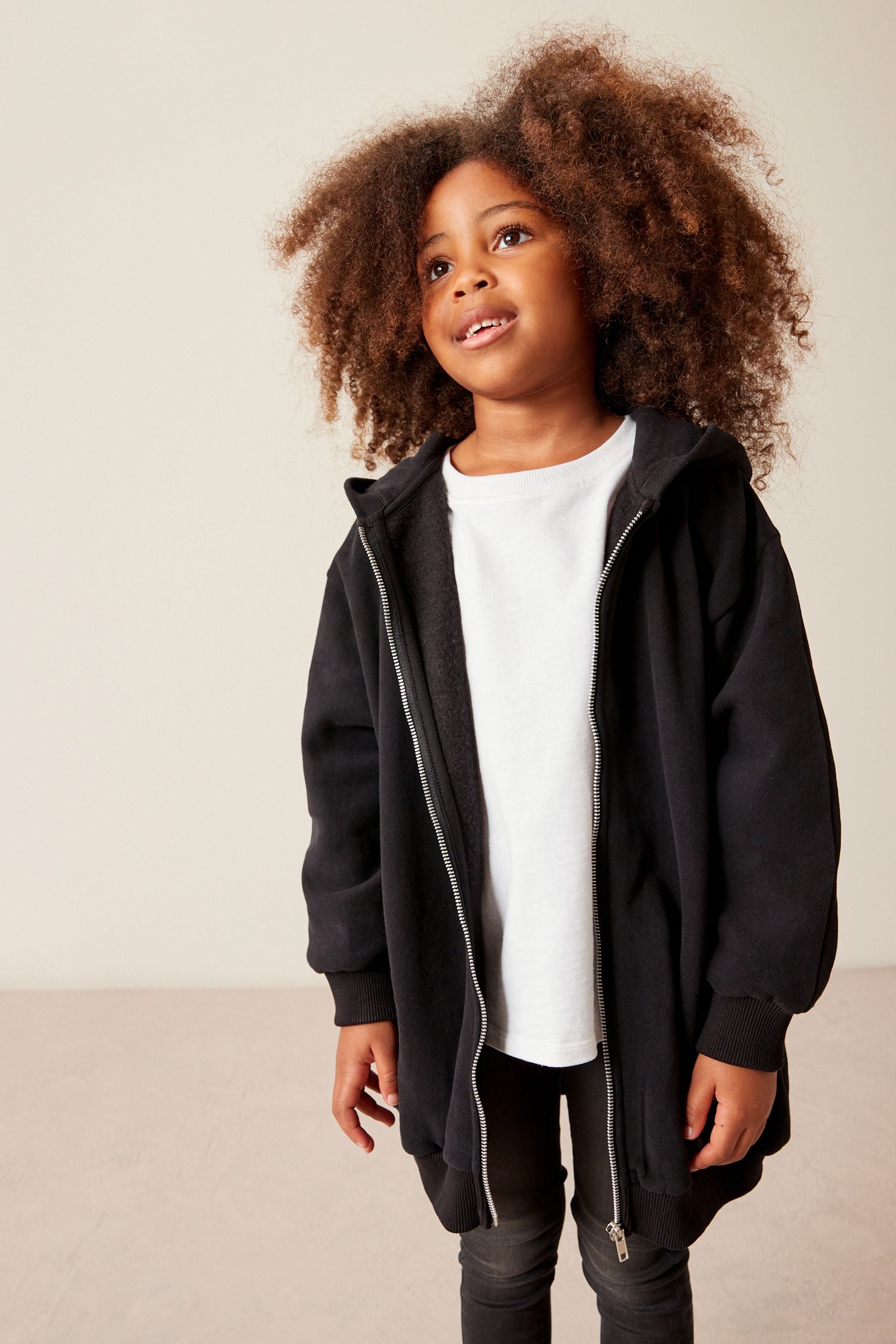 Black Zip Through Hoodie (3-16yrs)