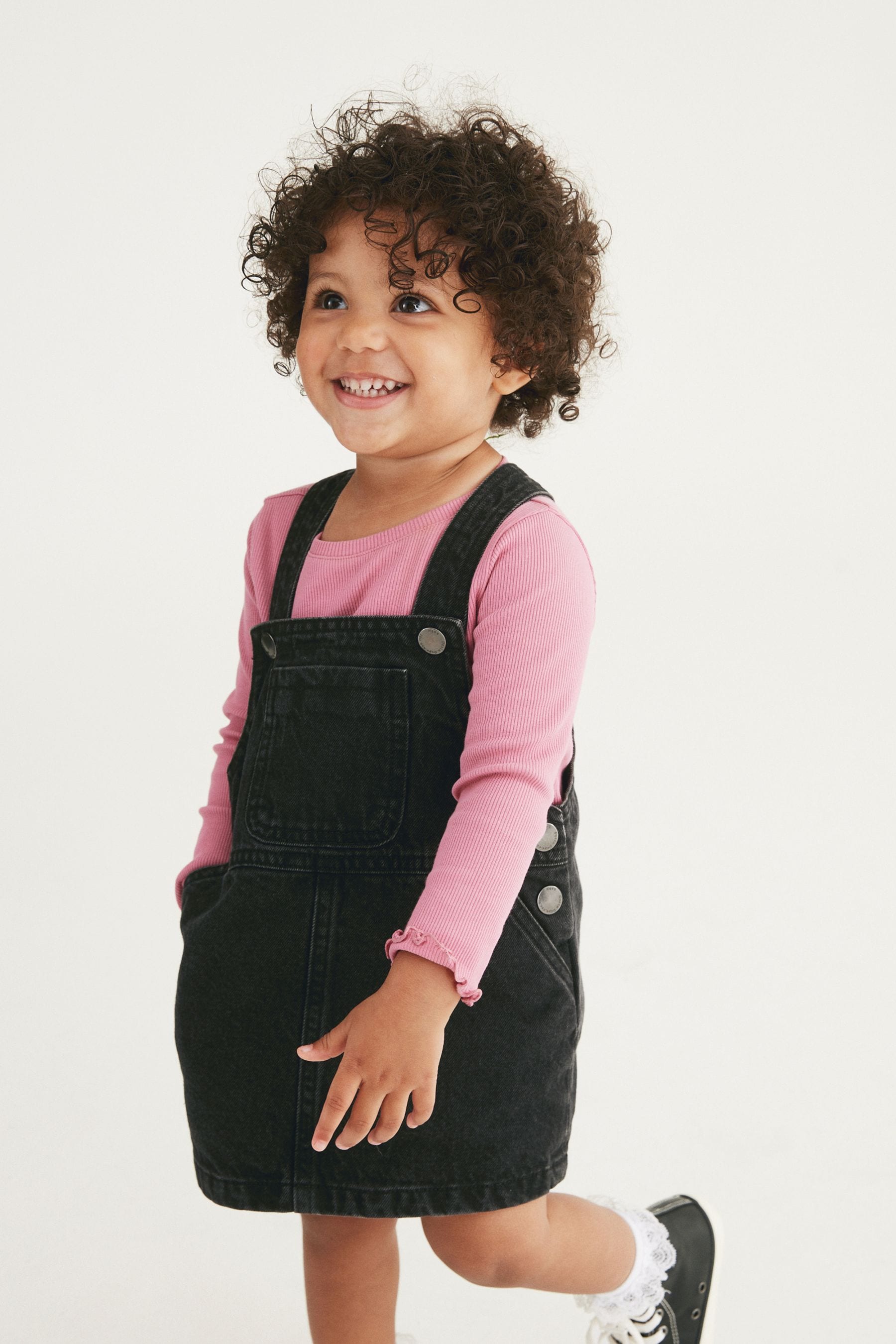 Black 100% Cotton Denim Pinafore Dress (3mths-7yrs)