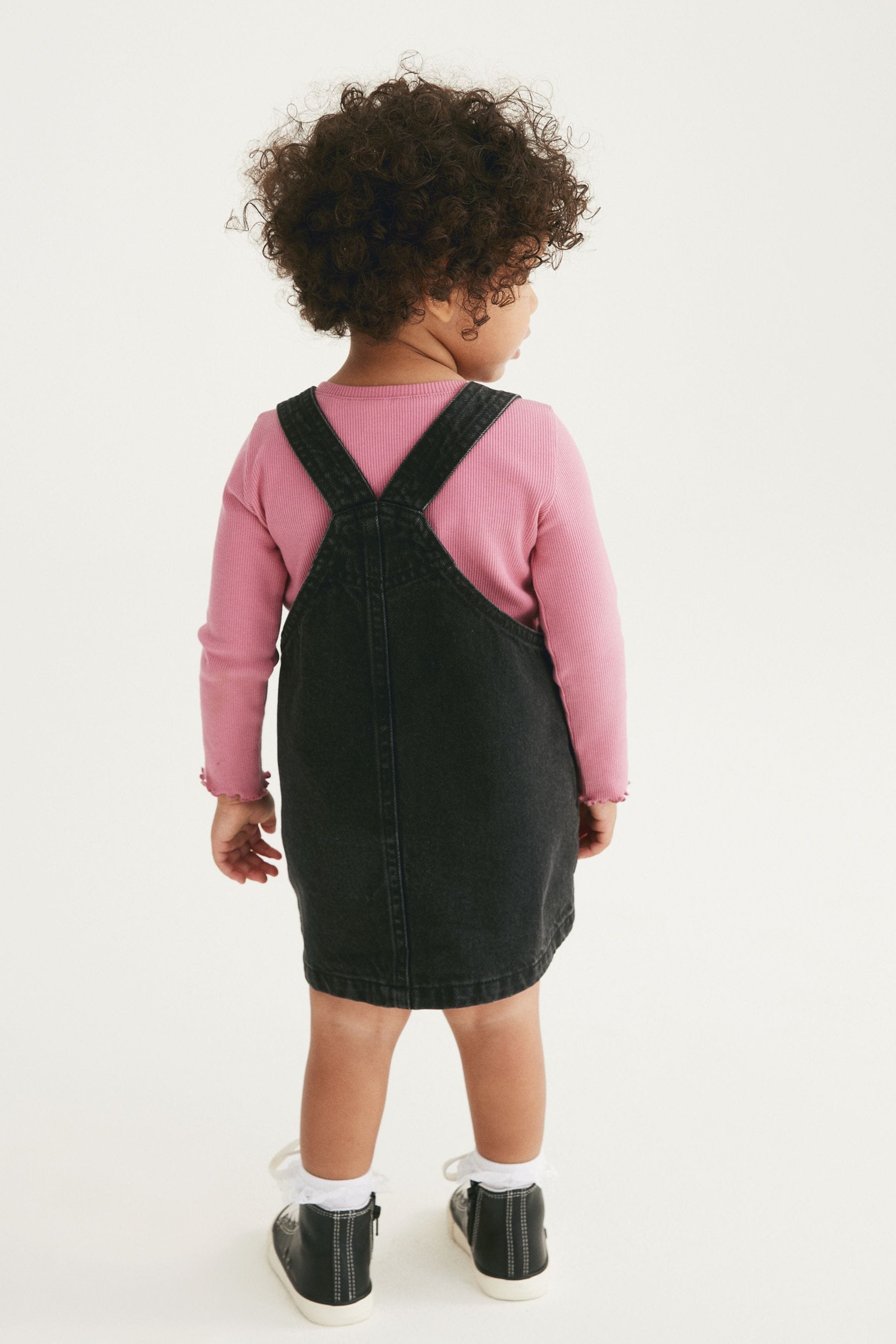 Black 100% Cotton Denim Pinafore Dress (3mths-7yrs)