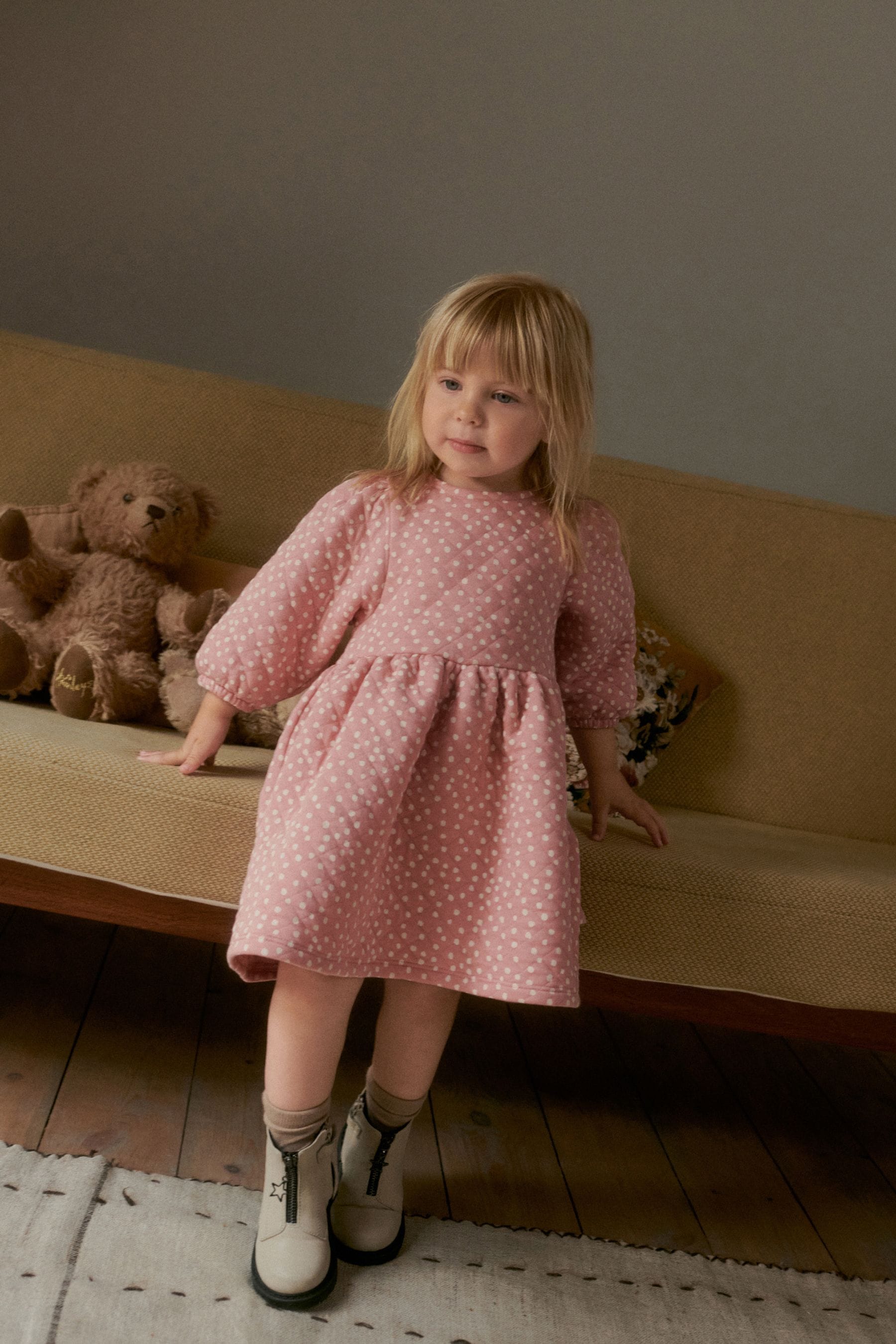 Pink Quilted Sweat Dress (3mths-7yrs)