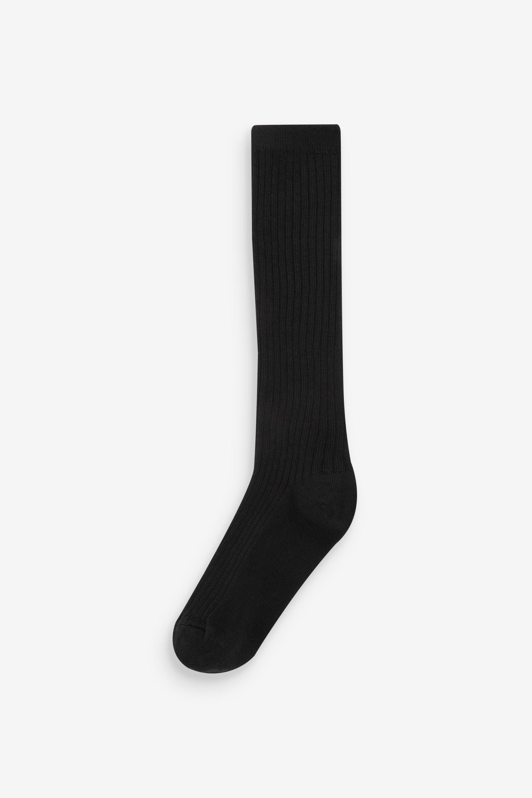 Black Ribbed 5 Pack Cotton Rich Knee High Socks