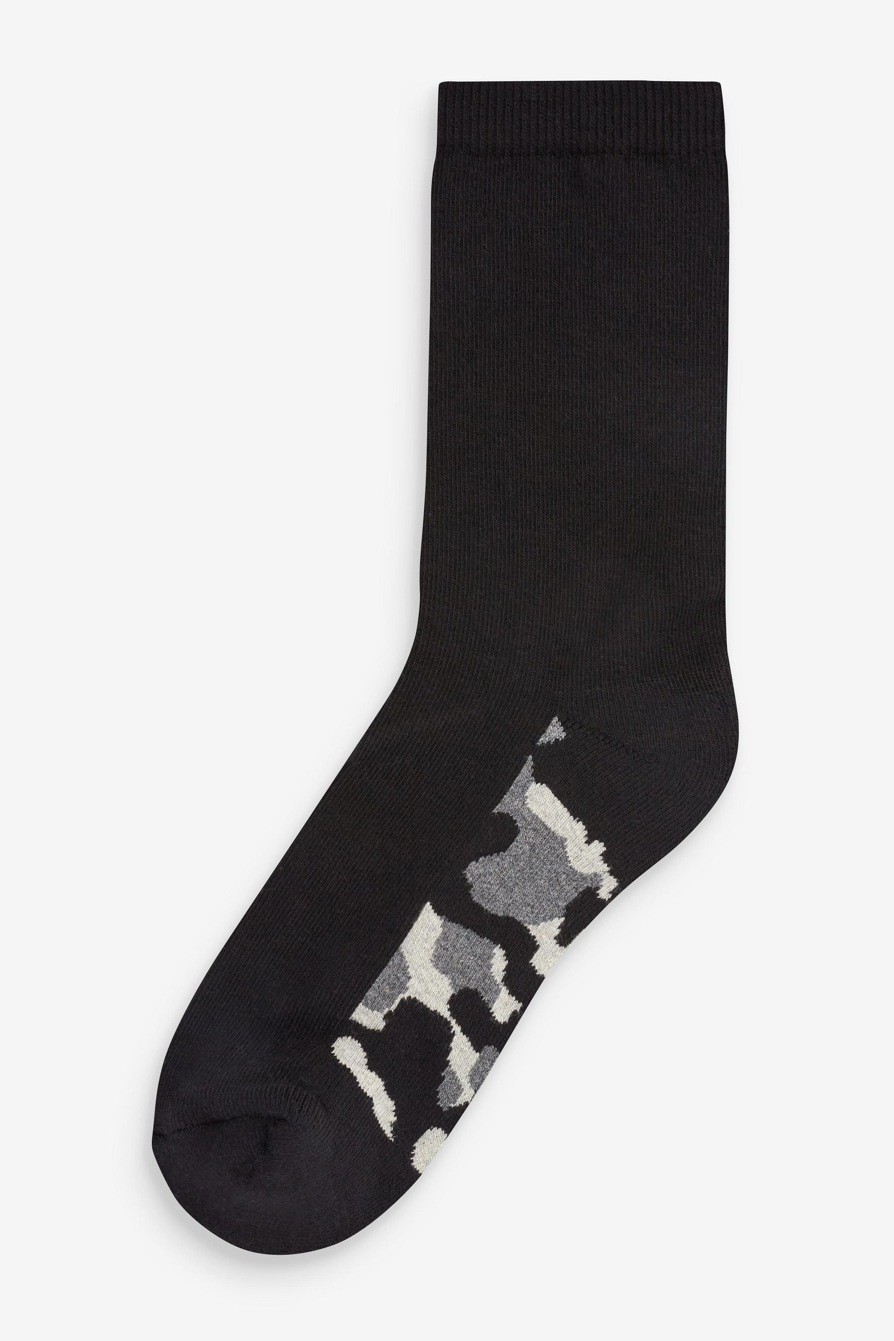 Cushioned Footbed Black Camouflage Cotton Rich Socks 10 Pack