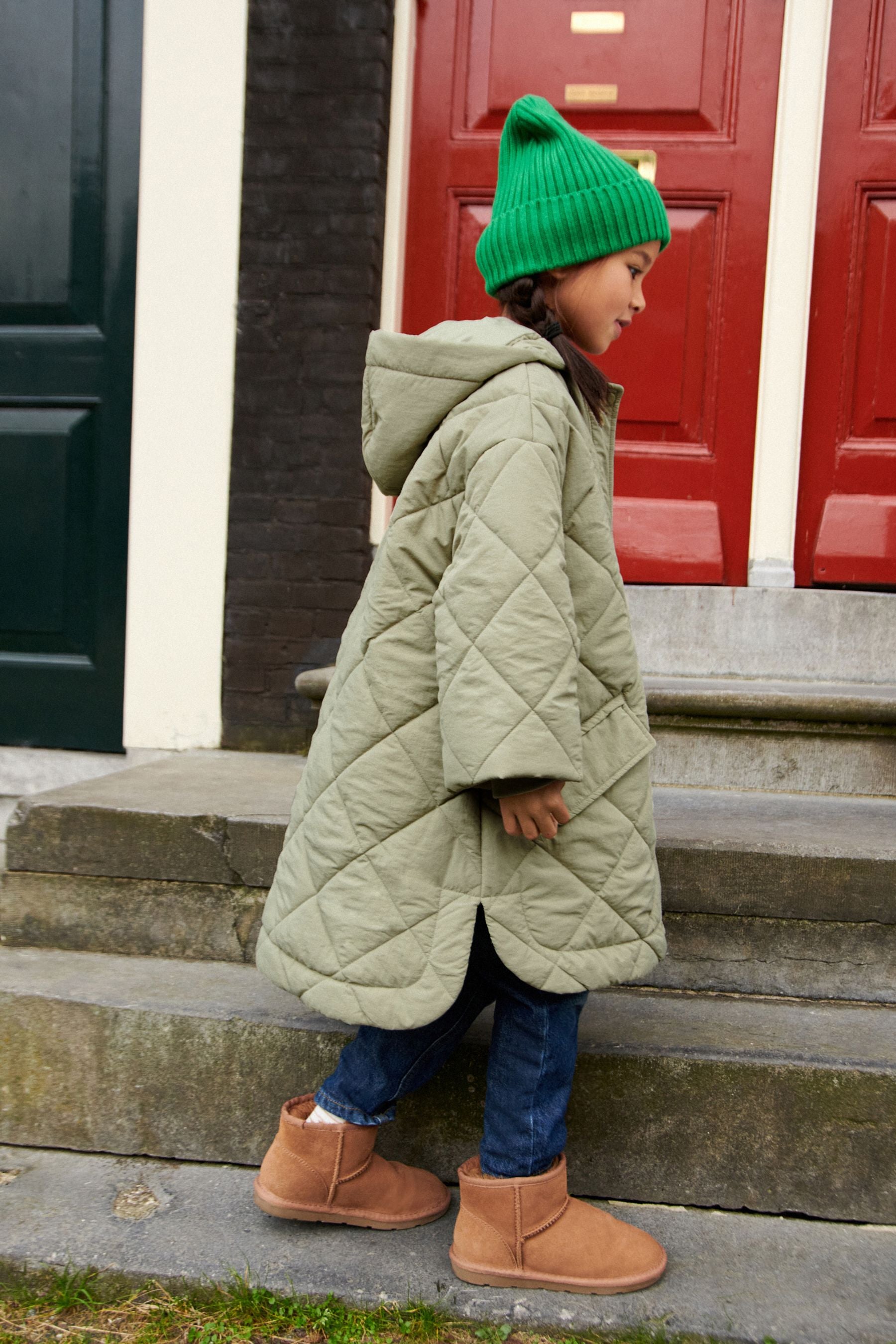 Khaki Green Shower Resistant Padded Coat (3-16yrs)