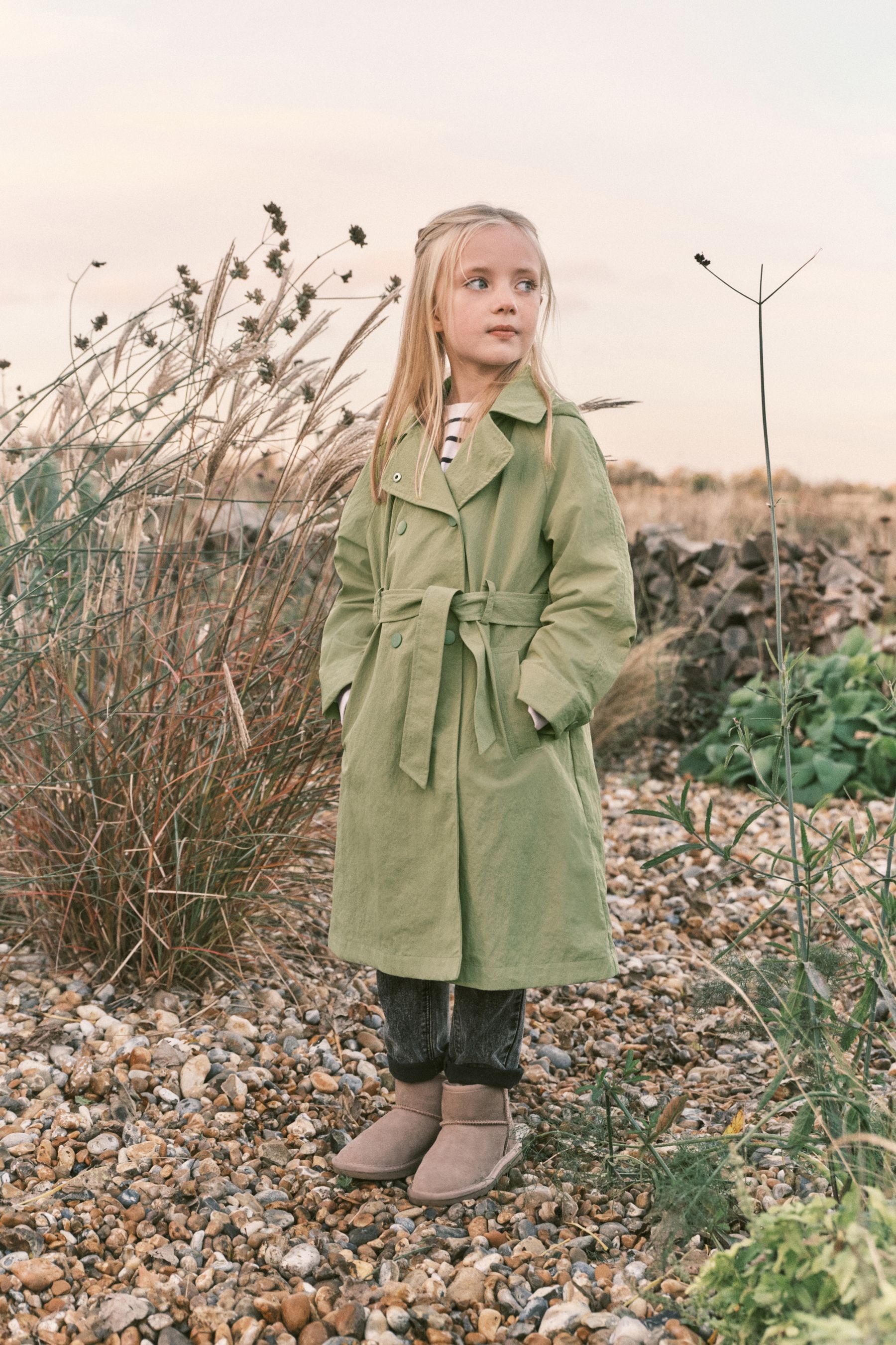 Khaki Green Shower Resistant Trench Coat (3-16yrs)