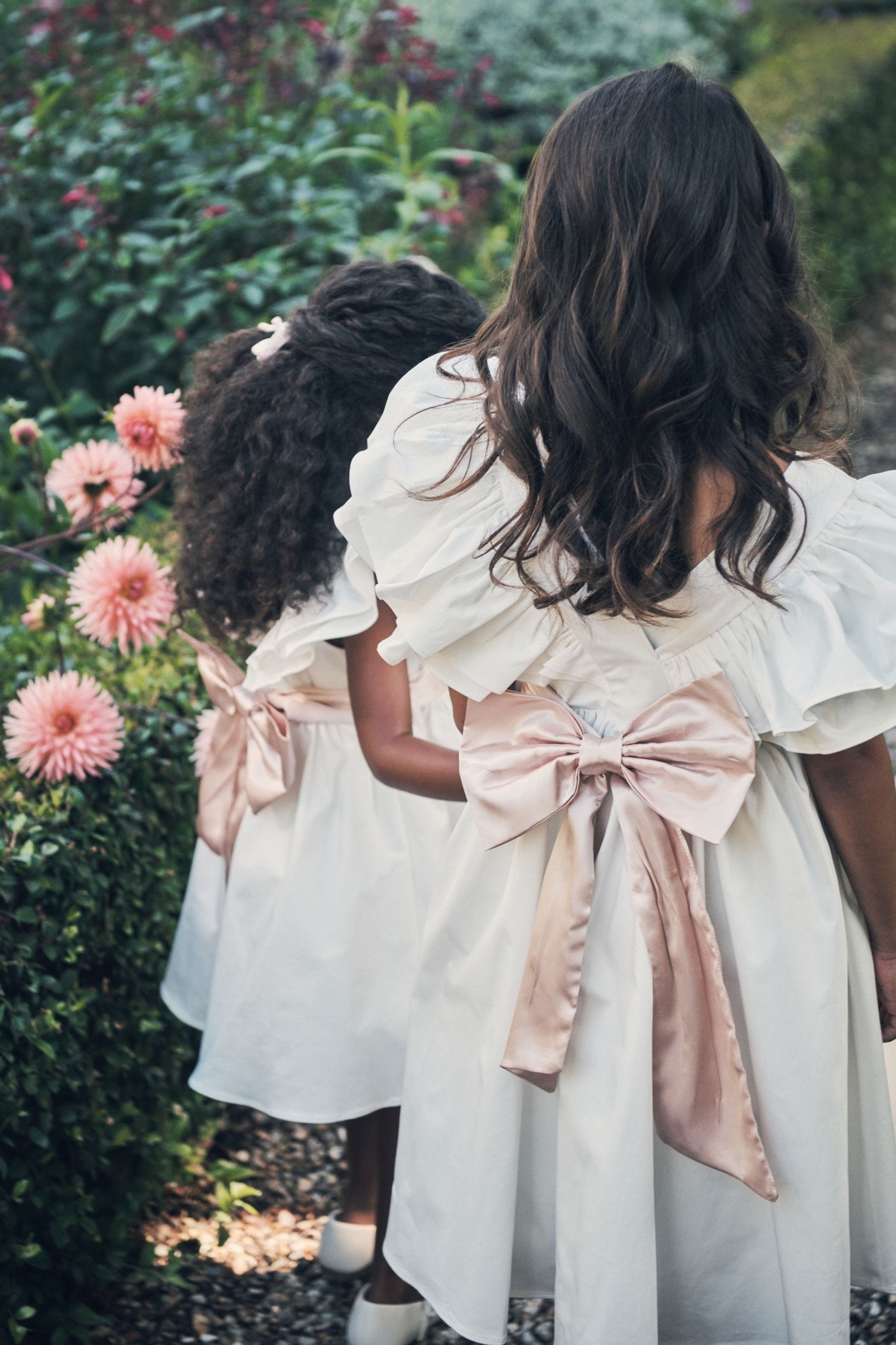 White/Pink Angel & Rocket Taffeta Ruffle Bow Sylvie Dress