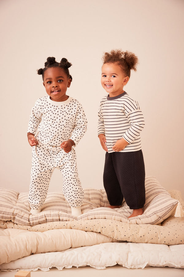 Monochrome Quilted Jogger Pyjamas 2 Pack (9mths-8yrs)