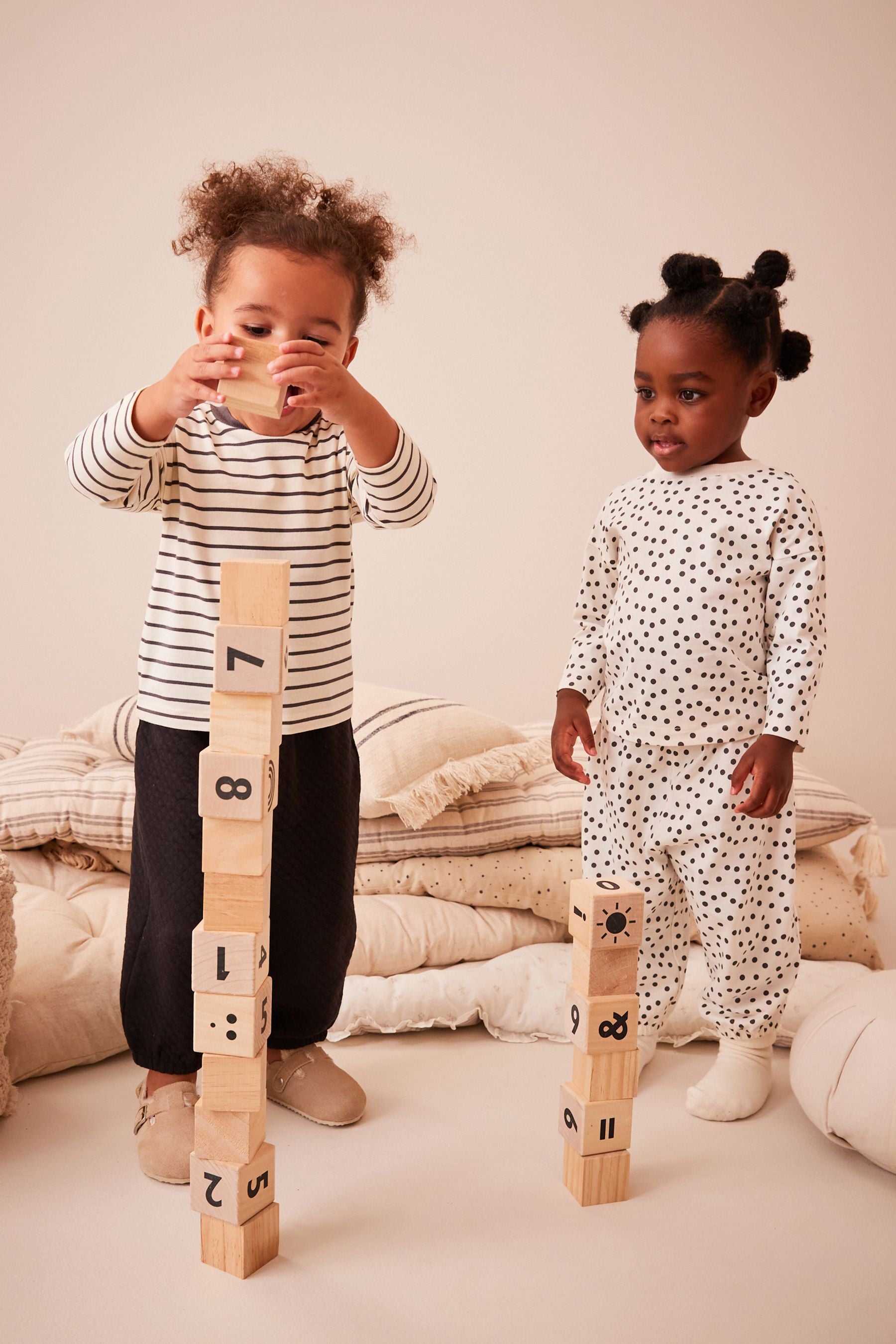 Monochrome Quilted Jogger Pyjamas 2 Pack (9mths-8yrs)