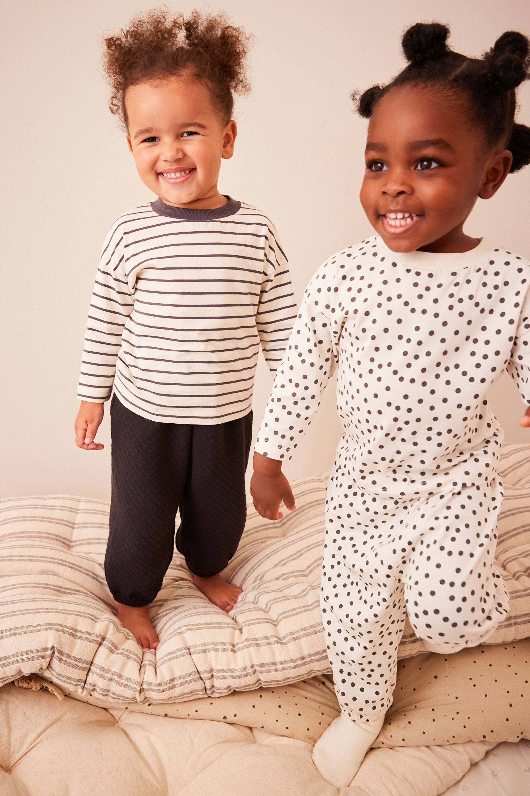 Monochrome Quilted Jogger Pyjamas 2 Pack (9mths-8yrs)