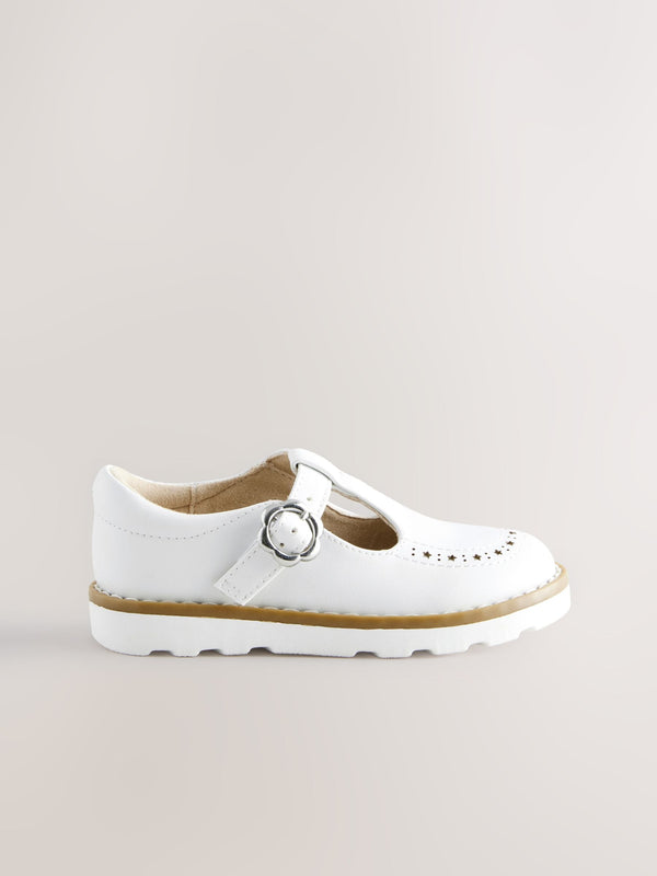 White Wide Fit (G) T-Bar Shoes