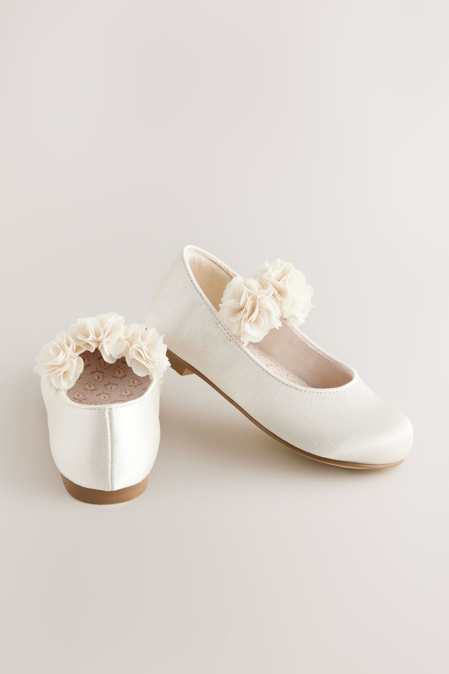 Ivory Wide Fit (G) Satin Bridesmaid Occasion Corsage Mary Jane Shoes