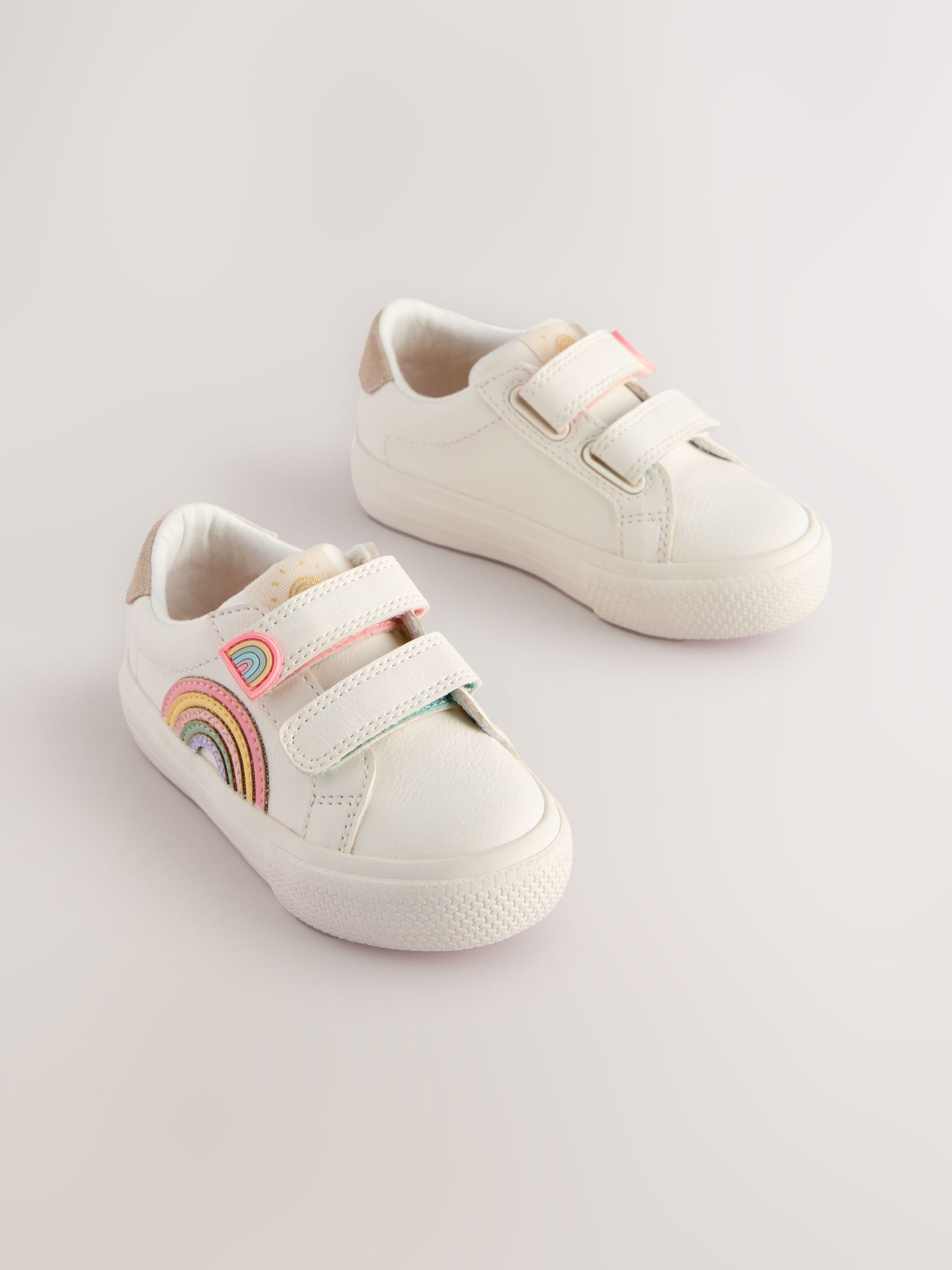 White Rainbow Wide Fit (G) Touch Fasten Trainers