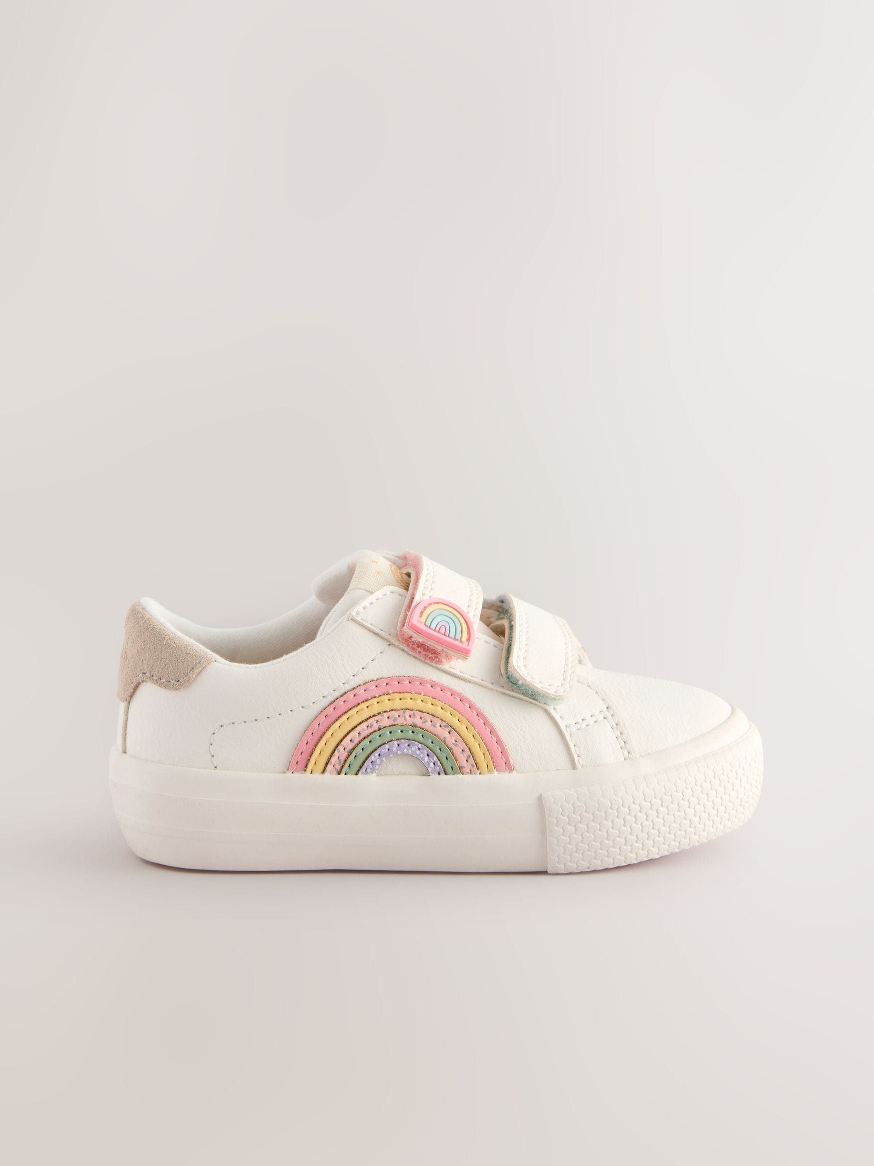 White Rainbow Wide Fit (G) Touch Fasten Trainers