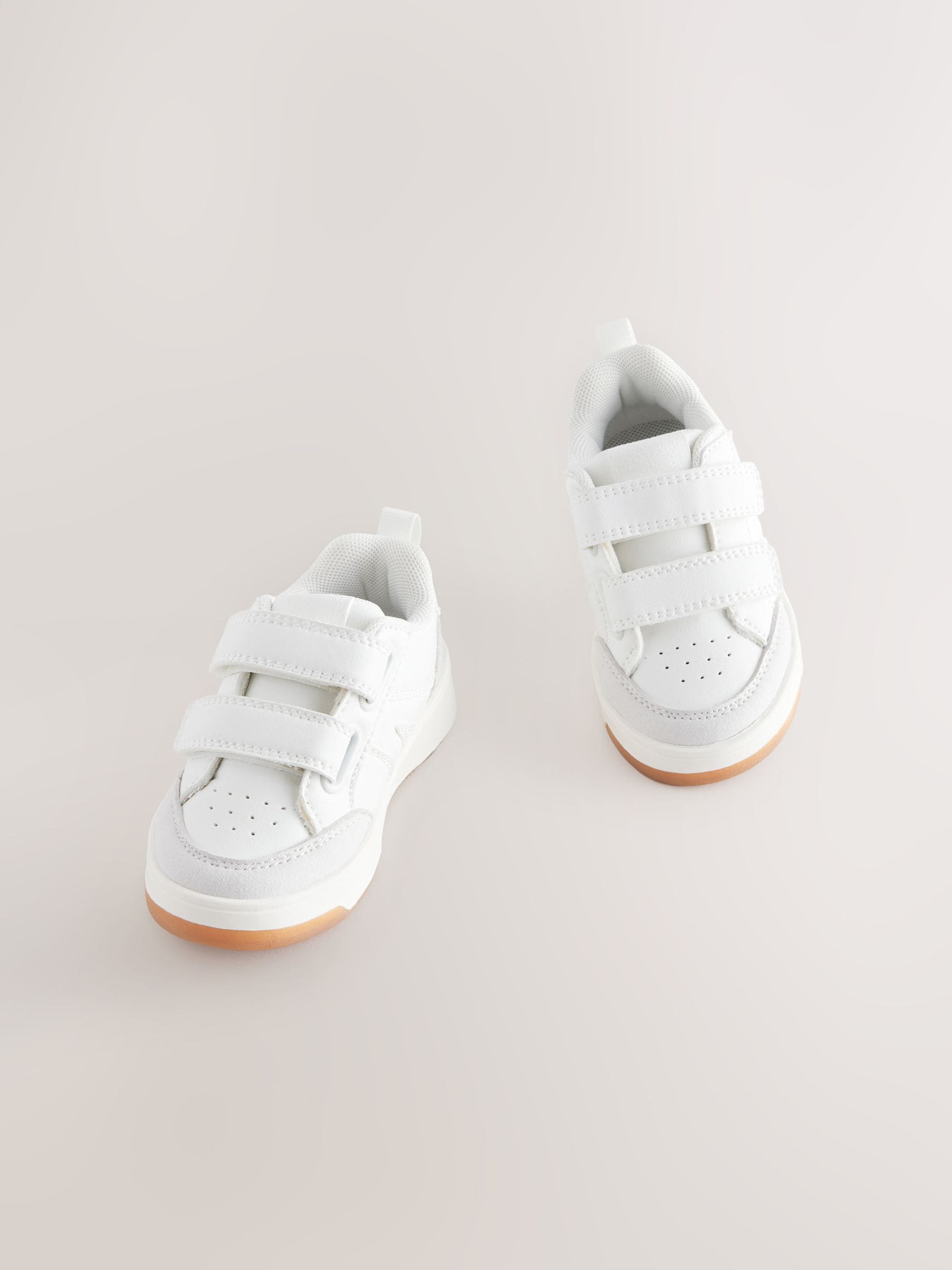 White Wide Fit (G) Touch Fastening Two Strap Trainers