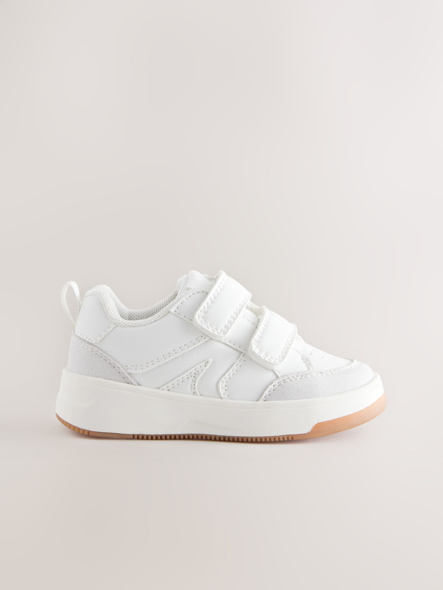 White Wide Fit (G) Touch Fastening Two Strap Trainers