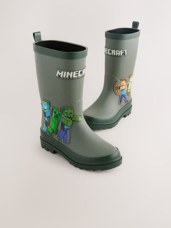 Khaki Green Minecraft Rubber Wellies