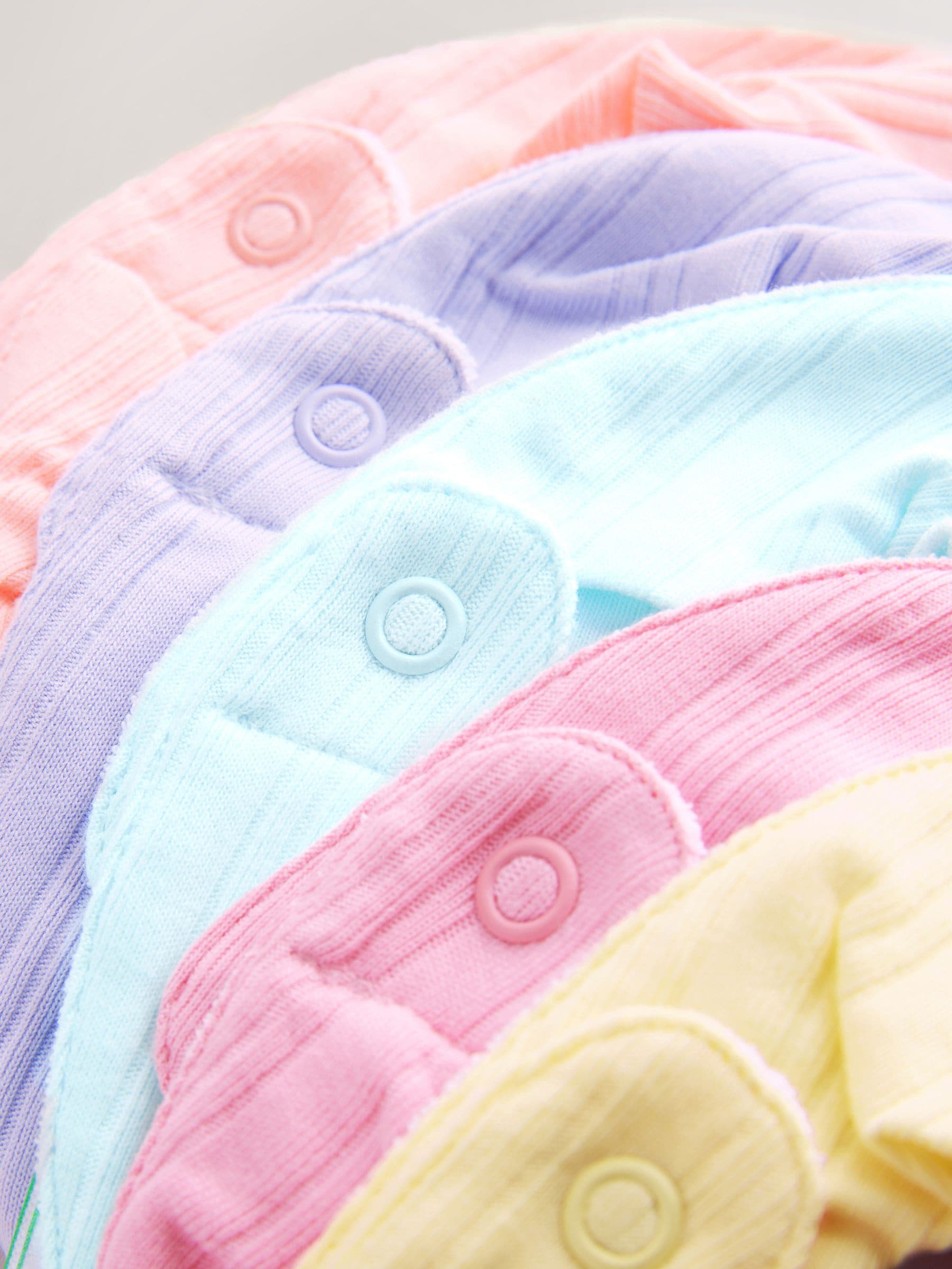 Bright Pastel Baby Dribble 100% Cotton Bibs 5 Pack