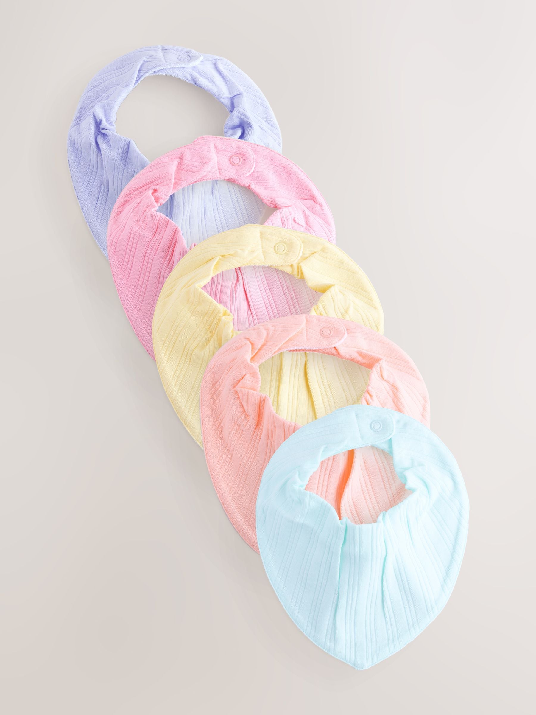 Bright Pastel Baby Dribble 100% Cotton Bibs 5 Pack