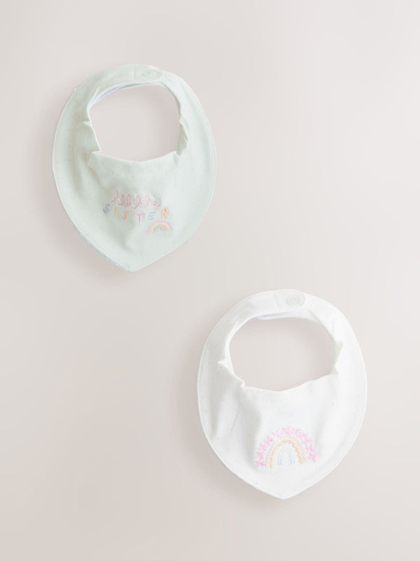 Sage Green Sister Baby Family Bibs 2 Pack