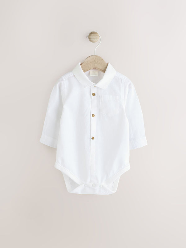 White 100% Cotton Shirt Baby Bodysuit