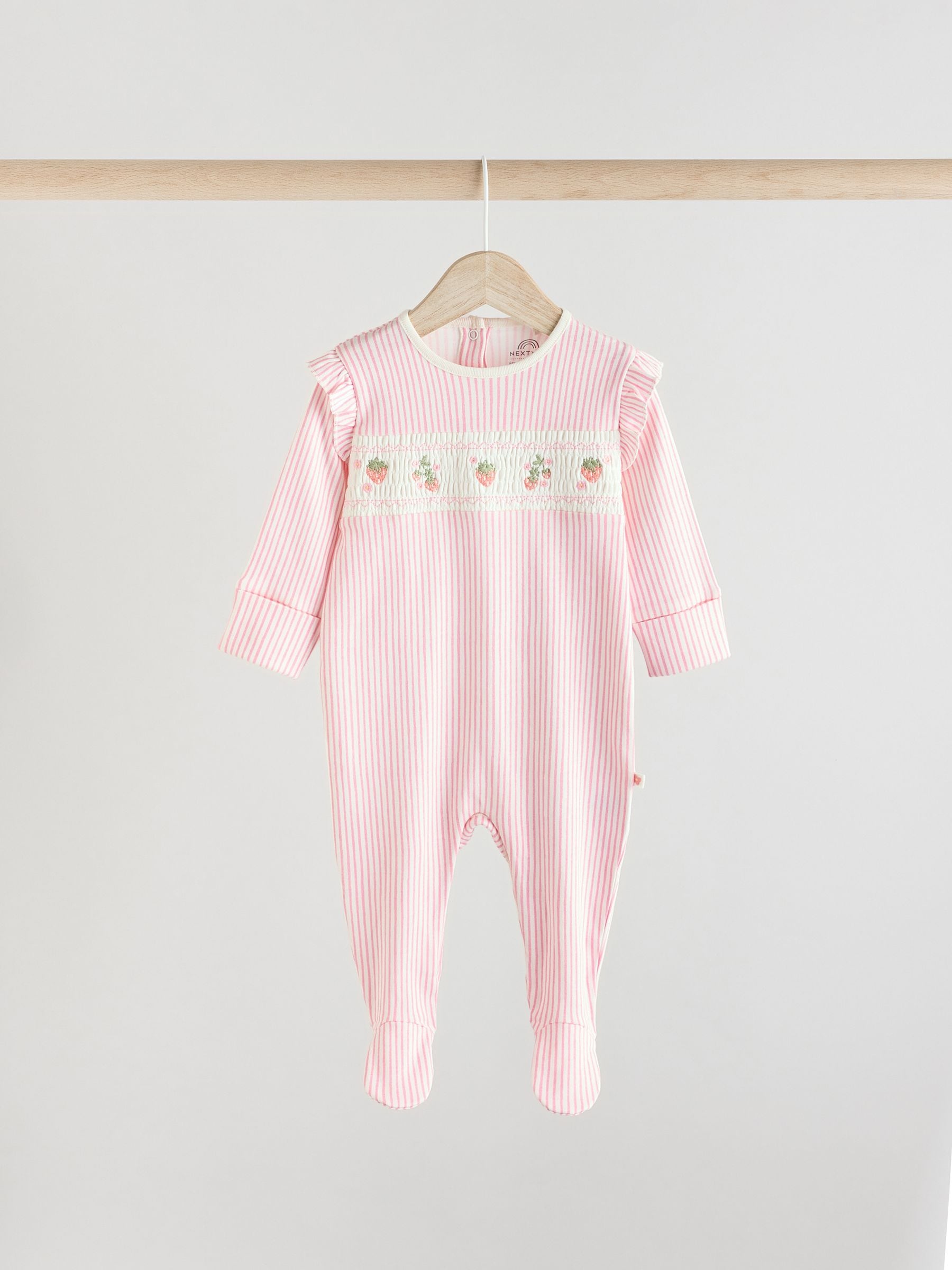 Pink Baby Collar 100% Cotton Sleepsuits 3 Pack