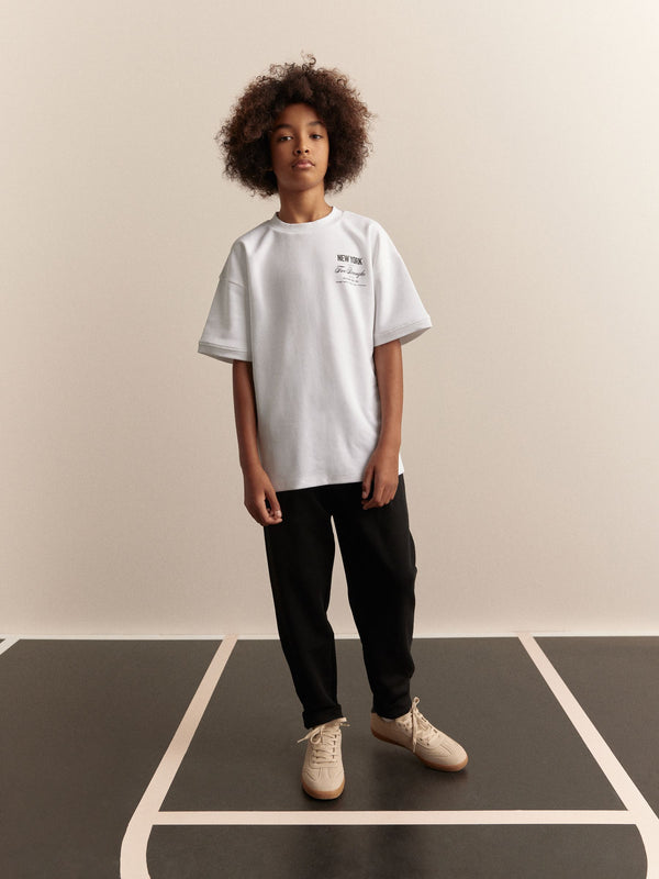 White/Black Short Sleeve T-Shirt and Joggers Set (3-16yrs)