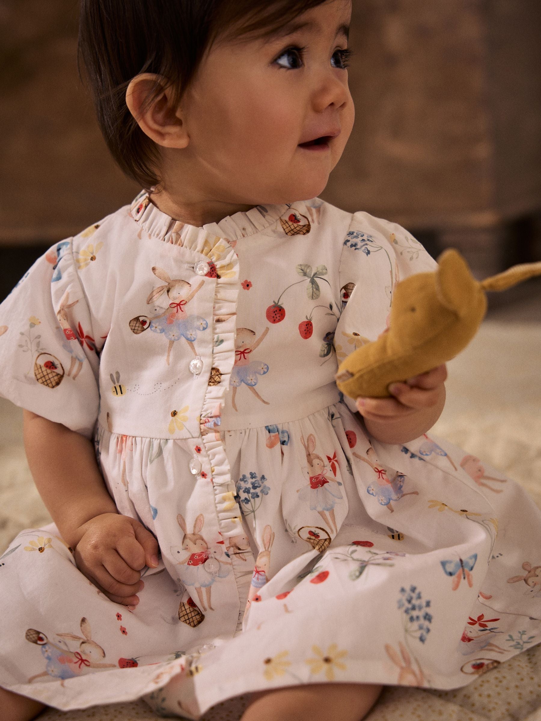 White/Pink Fairy Baby Woven Dress and Bloomer Knickers Set (0mths-2yrs)