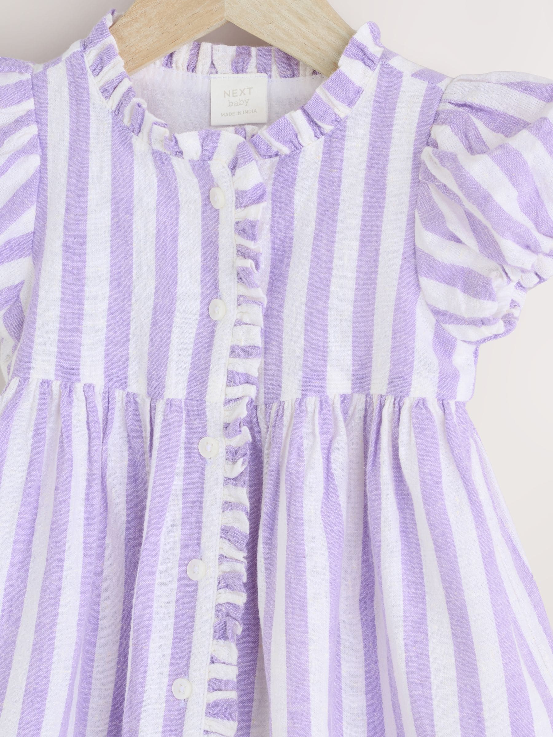 Lilac Purple/ White Stripe Baby Woven Dress and Bloomer Knickers Set (0mths-2yrs)