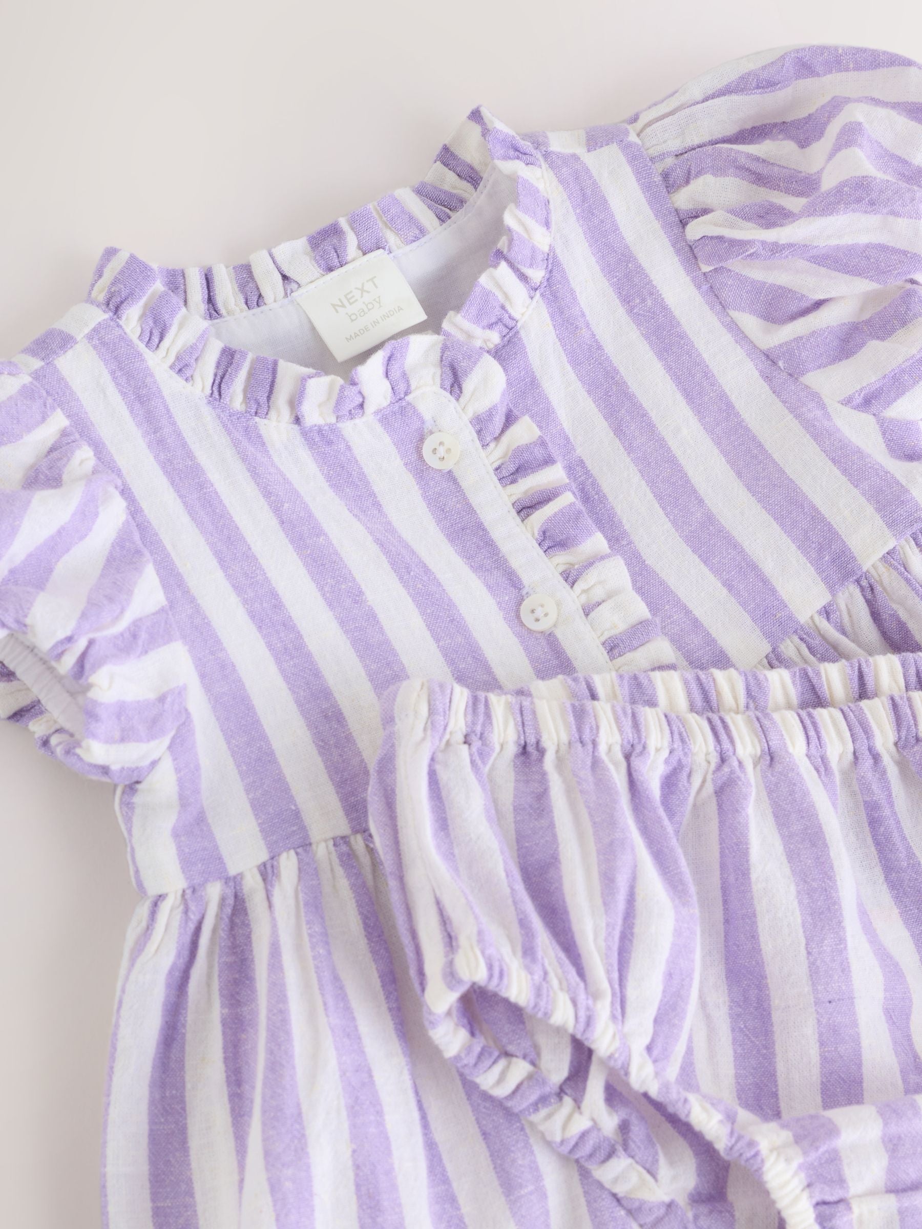 Lilac Purple/ White Stripe Baby Woven Dress and Bloomer Knickers Set (0mths-2yrs)