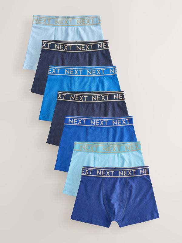 Blue with Gold Waistband Trunks 7 Pack (2-16yrs)