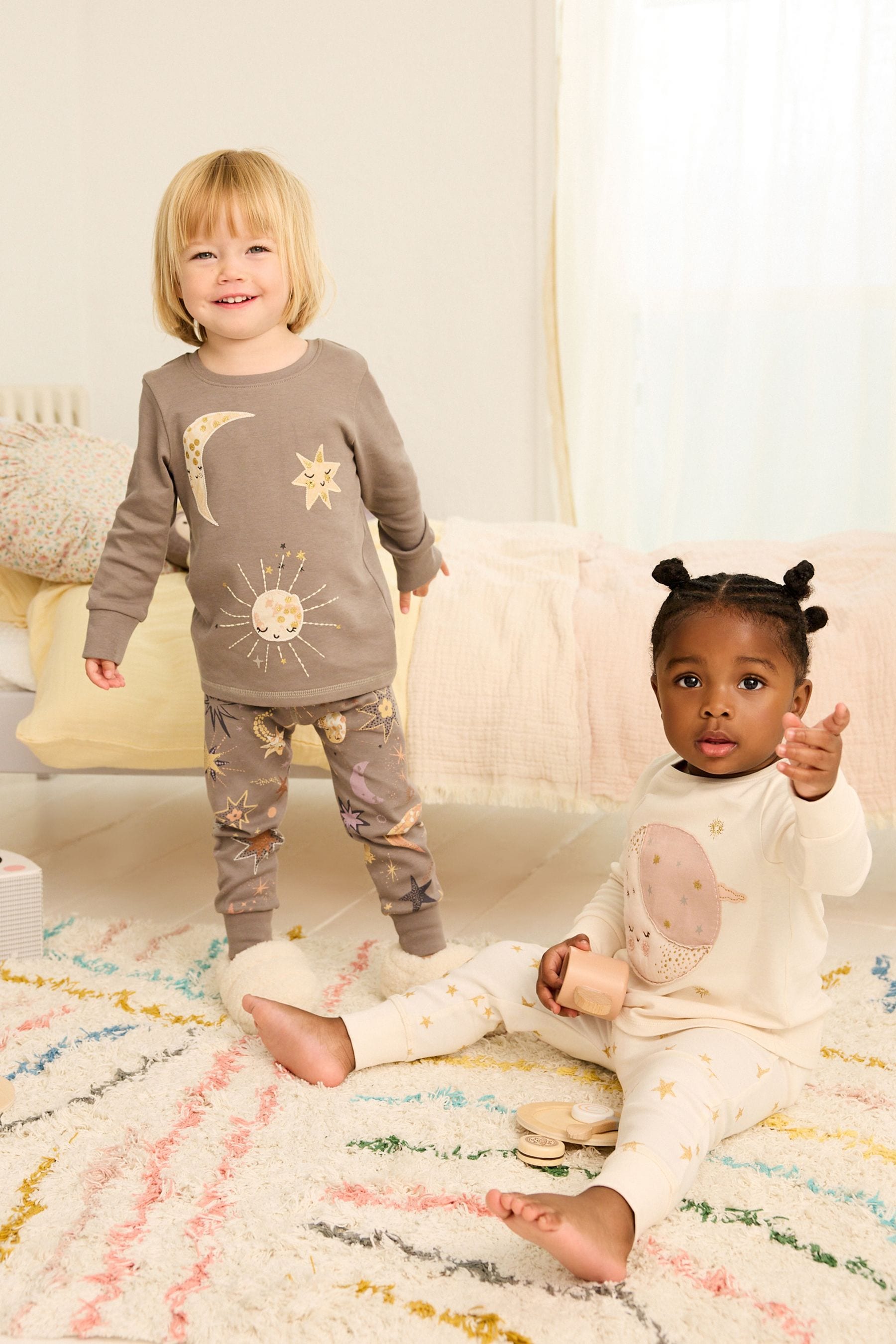 Pink/Grey Moon & Stars Pyjamas 2 Pack (9mths-8yrs)