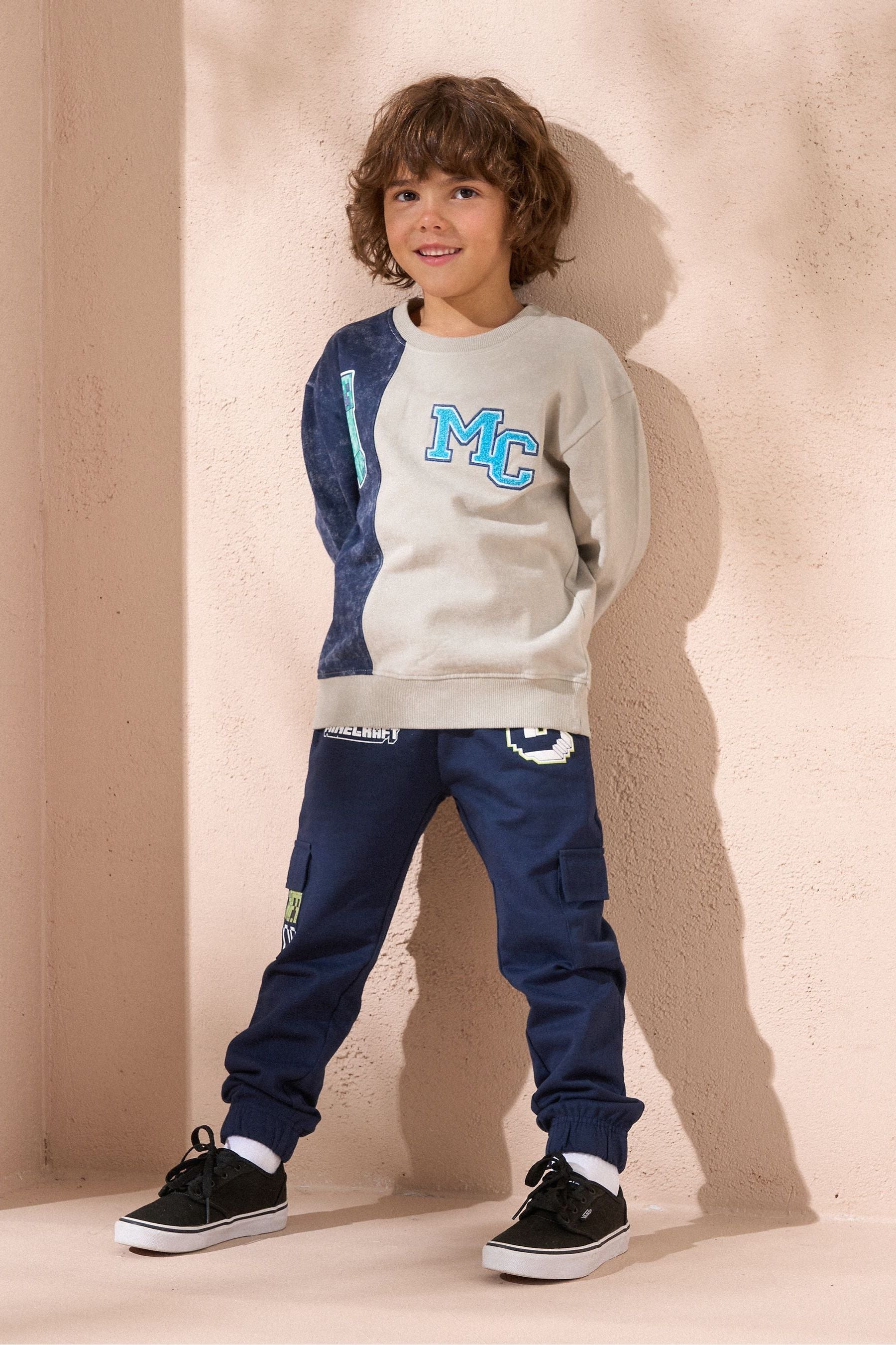 Angel & Rocket Blue Minecraft Washed Block 100% Cotton Sweatshirt